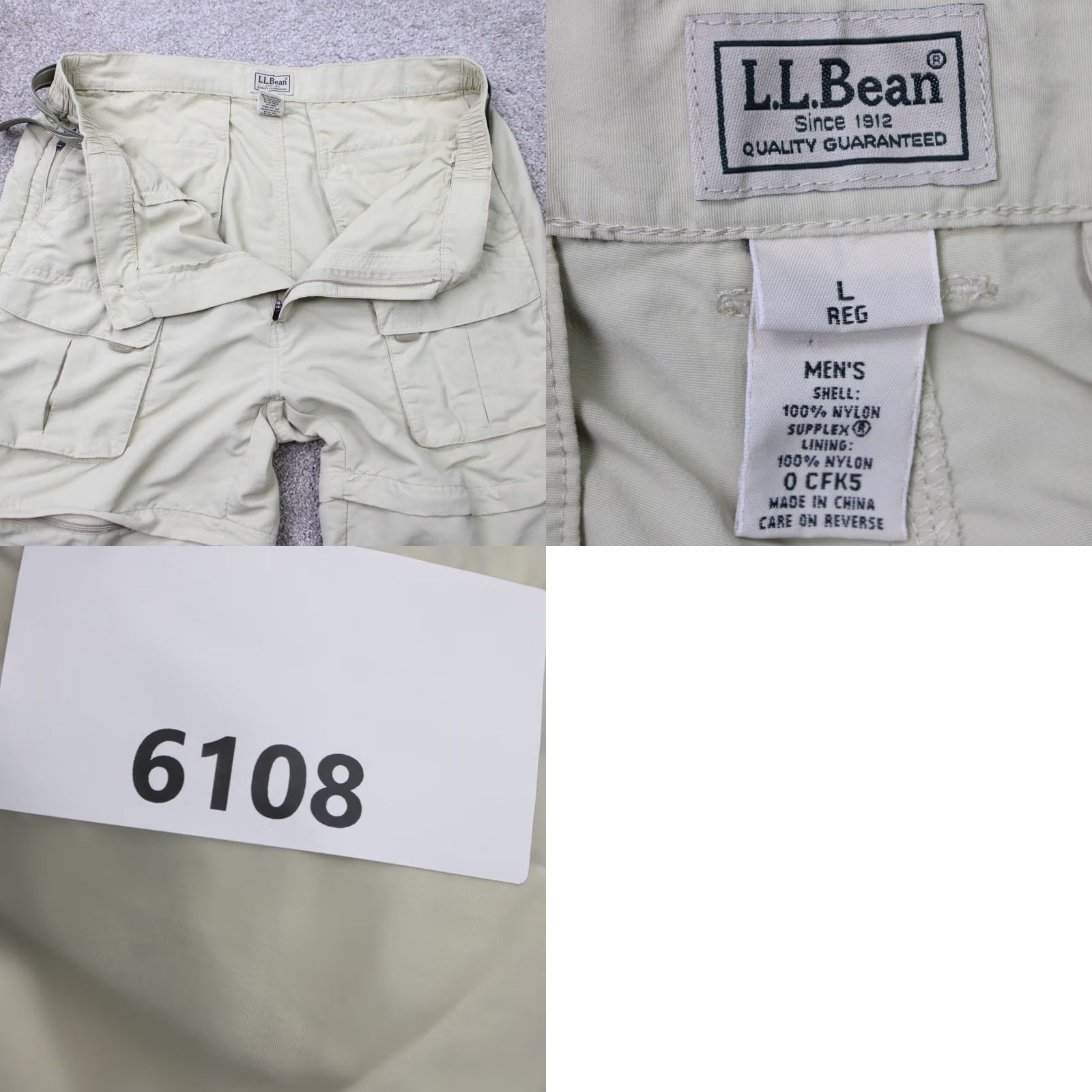 Vintage L.L. Bean Mens Large Beige Cargo Pocket Belted Nylon Convertible Pants Shirt? Size US 33 - 9 Thumbnail
