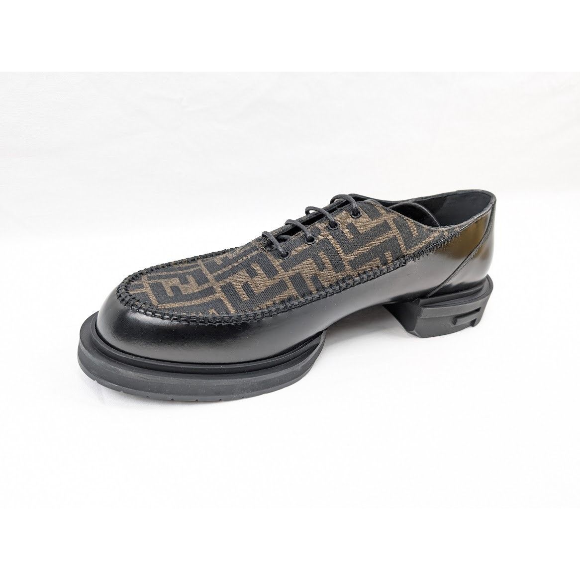 Fendi o1rshd1 Lace Up Fabric Calf Leather Boots Shoe Tabacco/Black Size US 12 / EU 45 - 12 Thumbnail