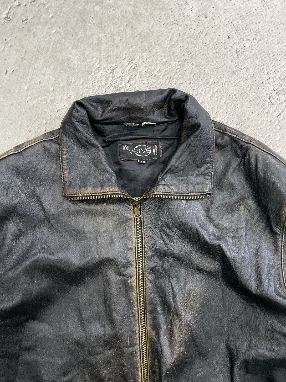 Vera Pelle Hype schott style faded distressed leather jacket 90s Size US XL / EU 56 / 4 - 3 Thumbnail