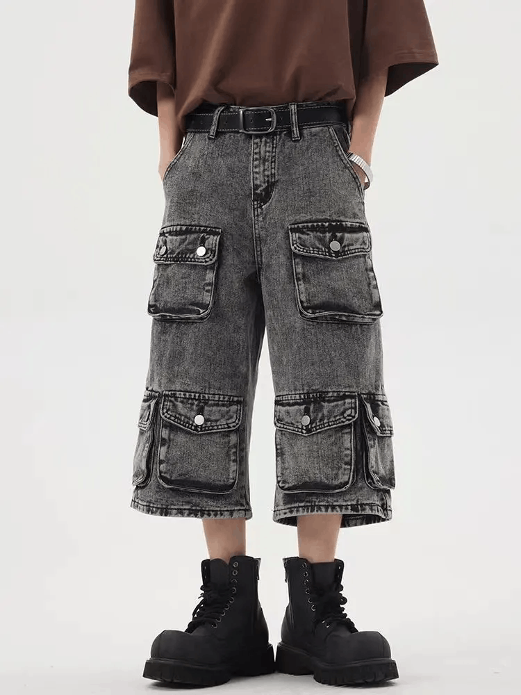 Japanese Brand × Vintage Heavyweight Street Hip Hop Pocket Denim Shorts Size US 34 / EU 50 - 1 Thumbnail