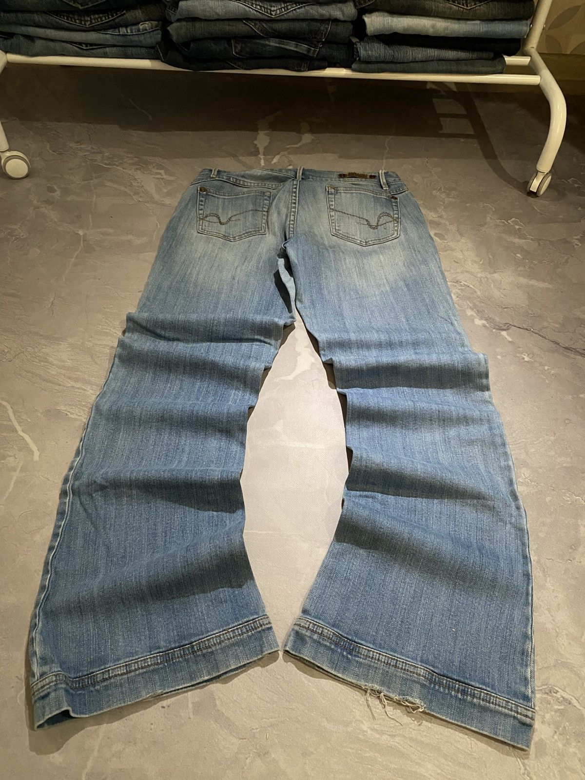 Japanese Brand 00s Archive Flared Jeans Uneven Wash Grunge Tokyo Size US 31 - 2 Thumbnail