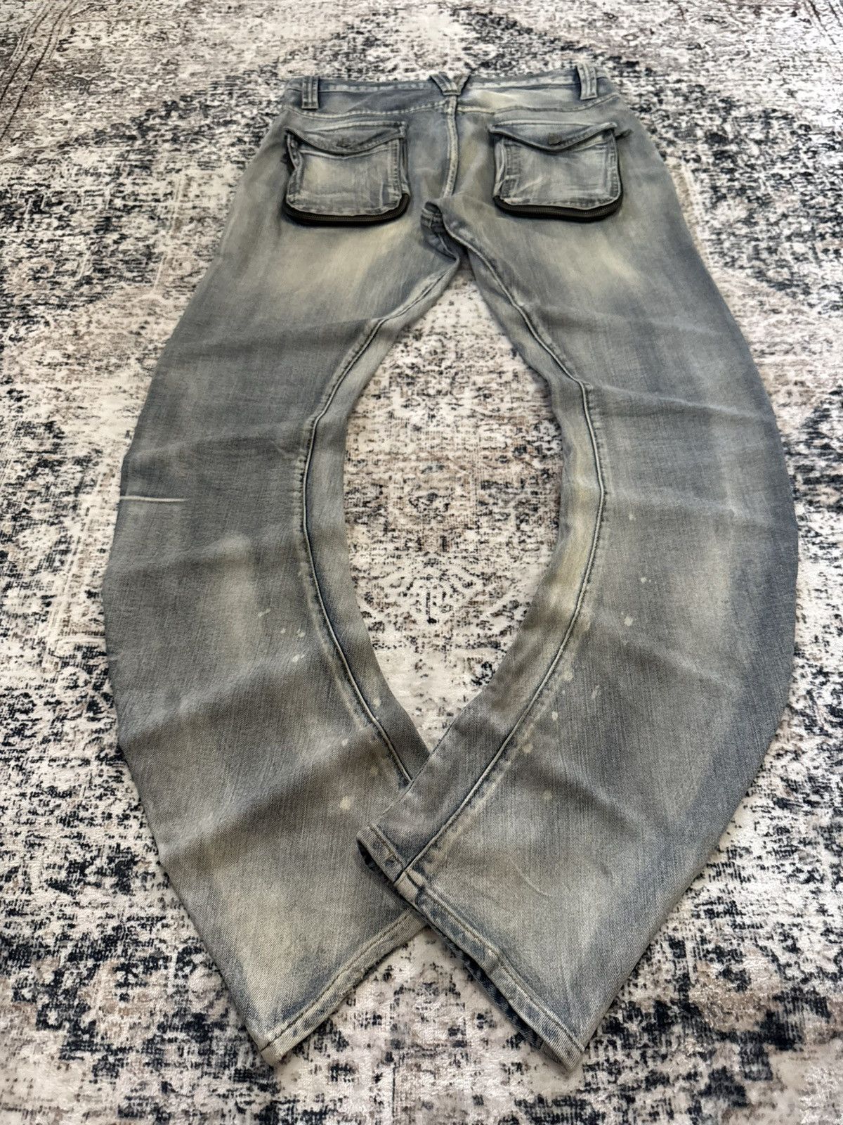 If Six Was Nine 2000s PPFM Japan Panneled Curved Leg Stacked Jeans Size US 33 - 2 Thumbnail