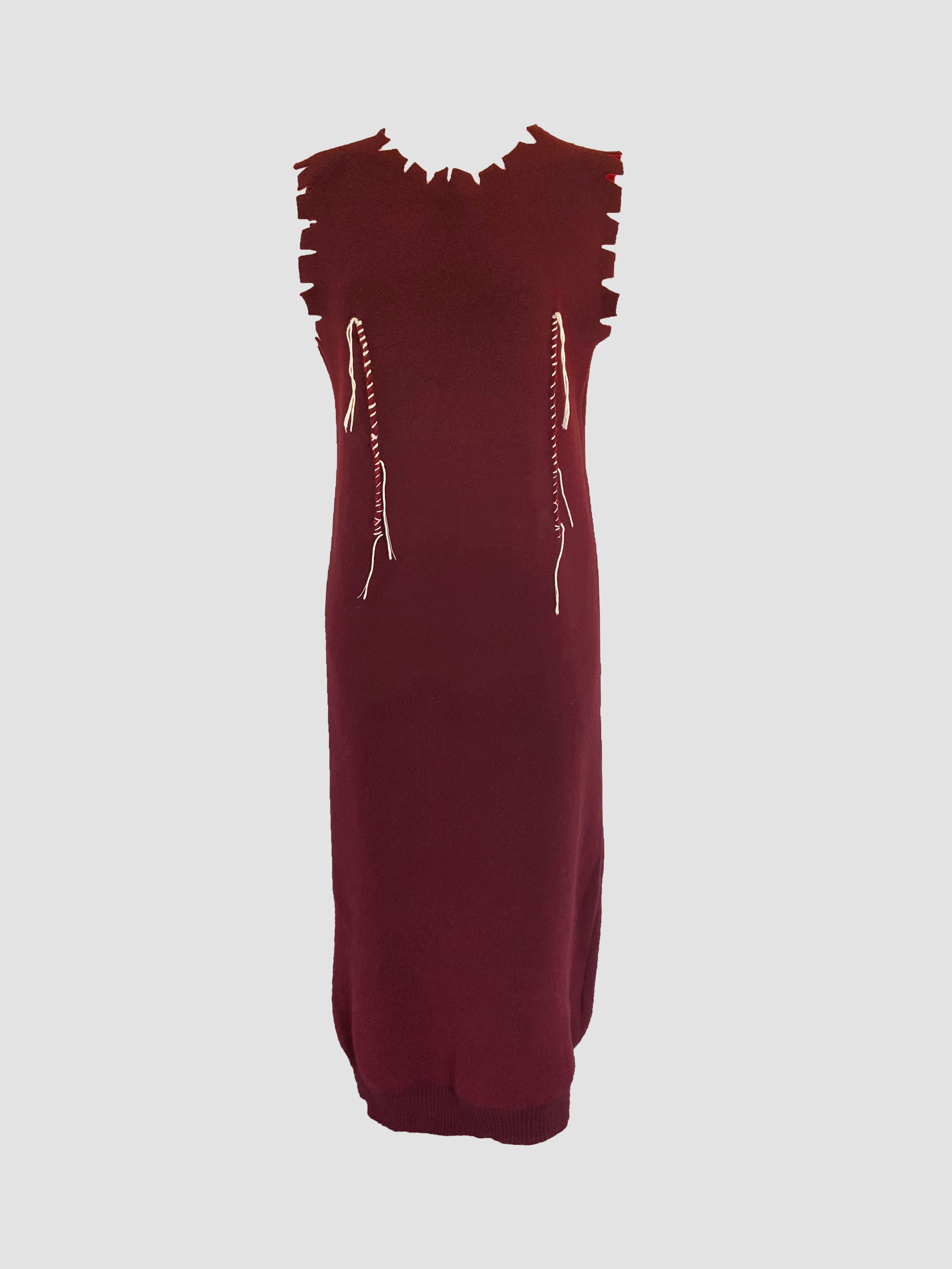 Image of Maison Margiela Maison Martin Margiela Wool Dress in Burgundy, Women's (Size Small)