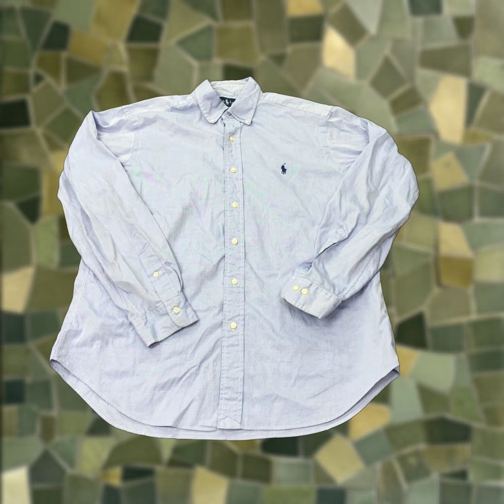 Ralph Lauren VINTAGE Ralph Lauren Classic Fit Button-Up Shirt Size 16 Blue Long Sleeve Mens Size US L / EU 52-54 / 3 - 1 Thumbnail