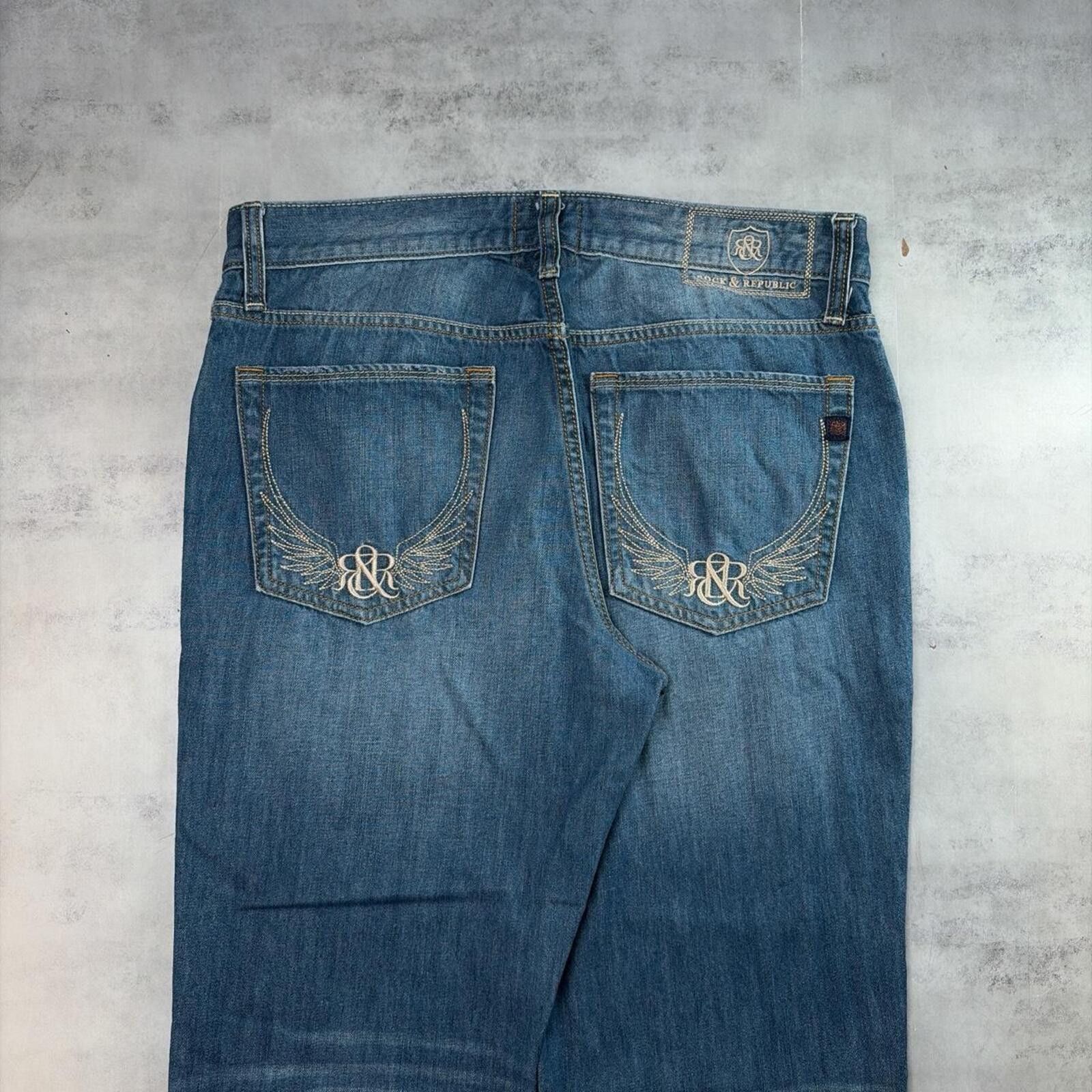 Other Y2K Rock & Republic Grunge Gothic Straight Denim Jeans Size US 34 / EU 50 - 3 Thumbnail