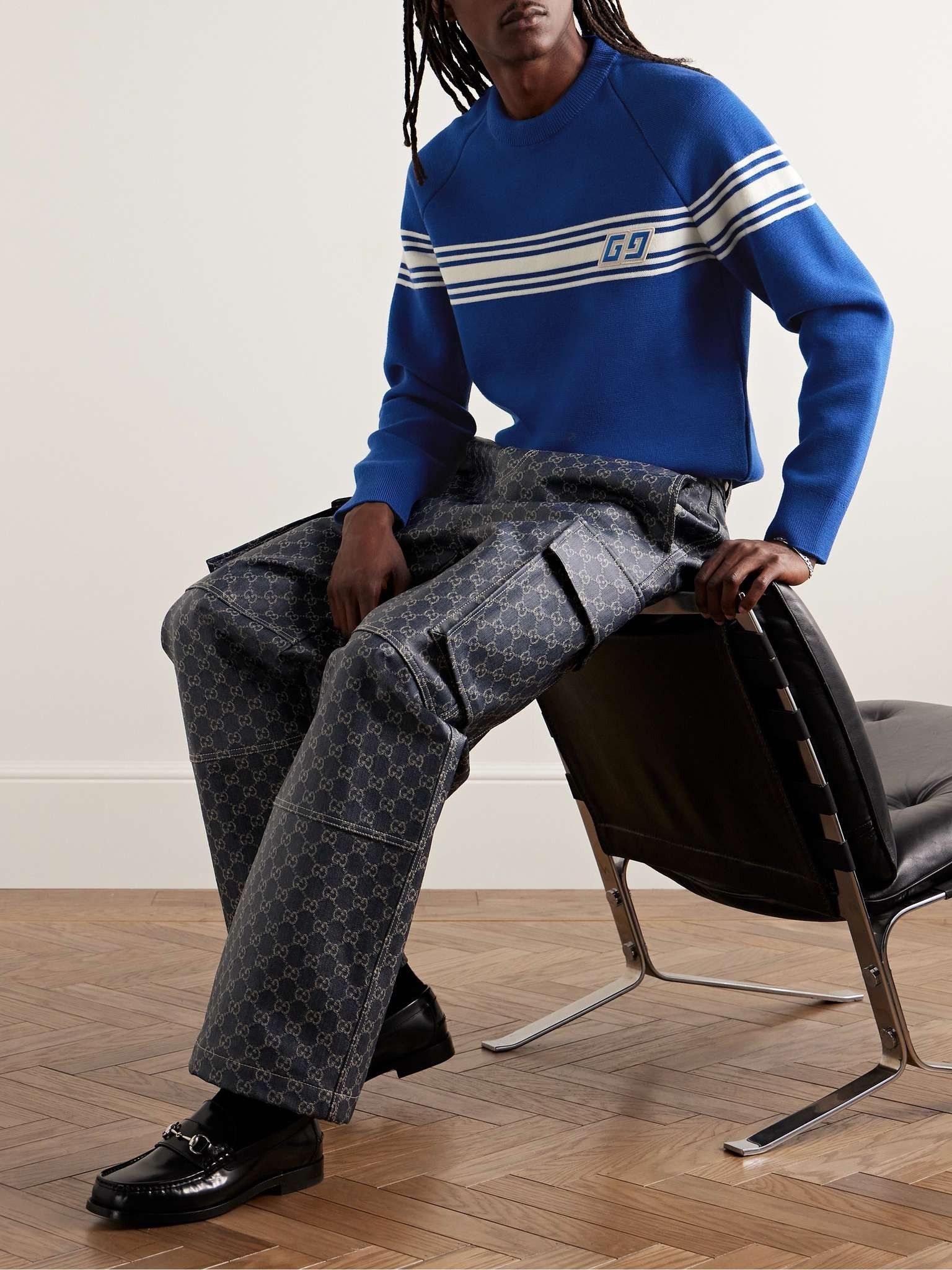 Gucci o1s1wg110225 Knit Wool Jumper With Square GG in Blue & White Size US S / EU 44-46 / 1 - 2 Thumbnail