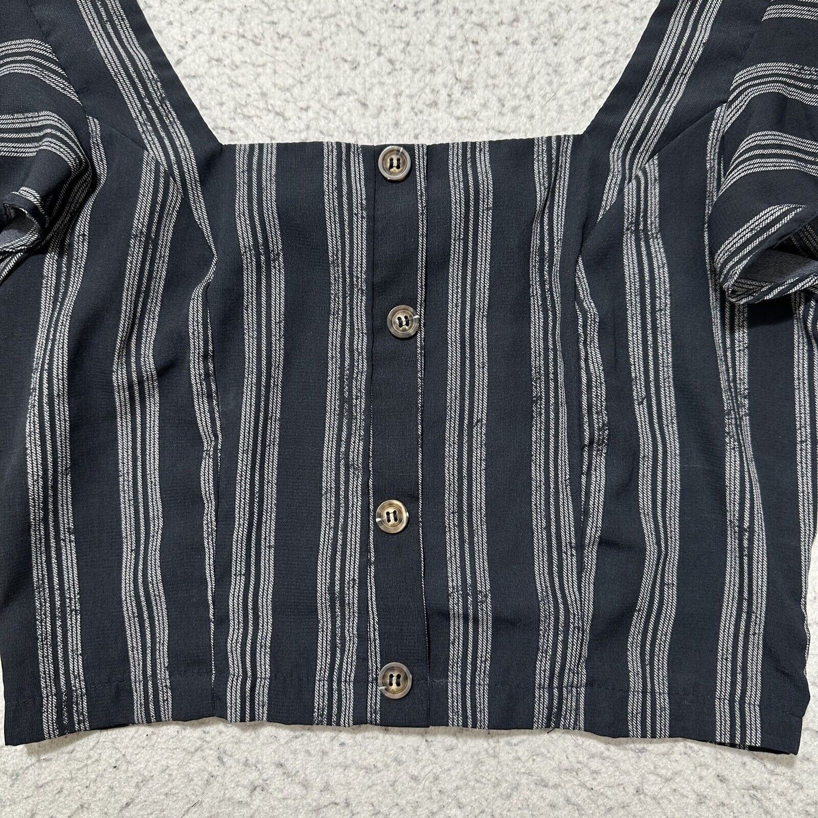 Other Sienna Sky Small Blue White Stripe Button Front Crop Top Size S / US 4 / IT 40 - 2 Thumbnail