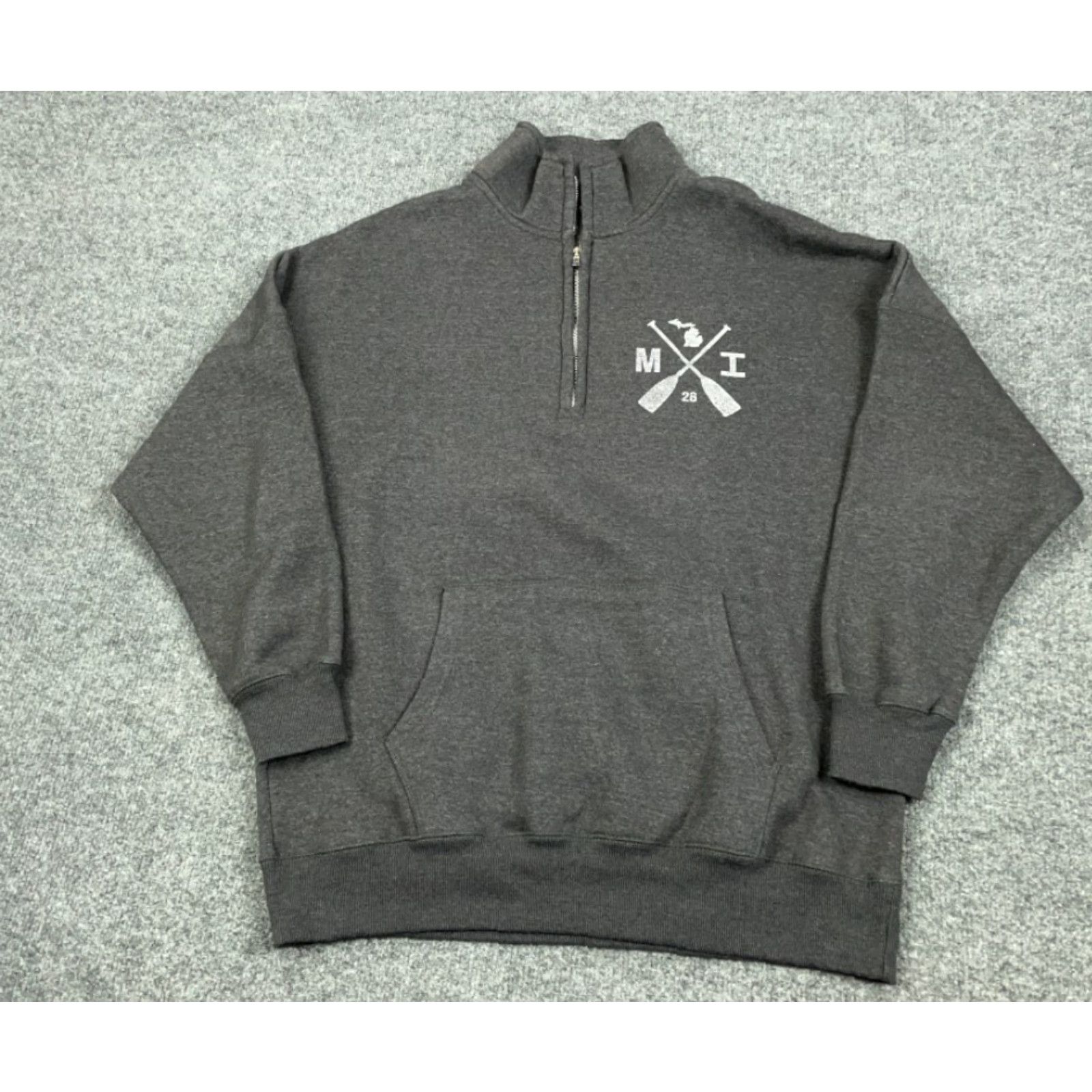 Etro VINTAGE Basix Michigan Rowing Sweatshirt 1/4 Zip Adult Large Gray Cotton Blend Retro 90s Mens Size US L / EU 52-54 / 3 - 2 Thumbnail