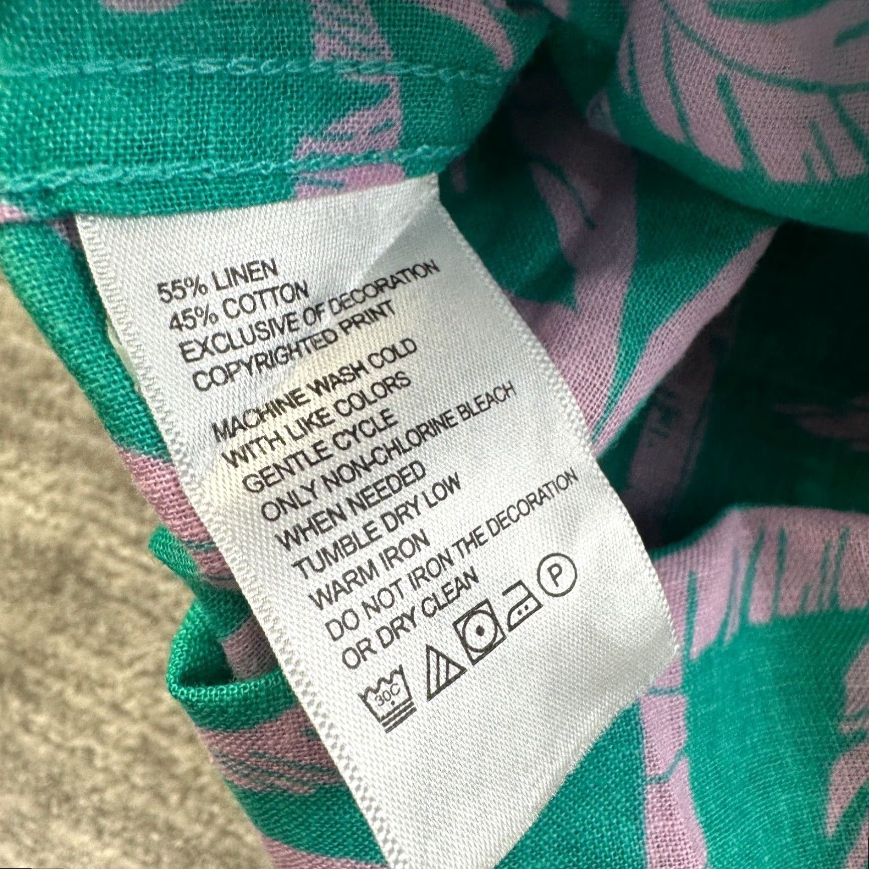 Tommy Bahama Tommy Bahama Shirt Large Green Camp Linen Blend Floral Palms Mens Size US L / EU 52-54 / 3 - 7 Thumbnail