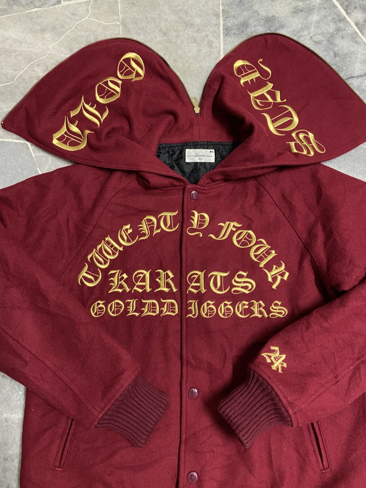 Japanese Brand × Vintage Gold 24 Karats Diggers Hoodie Varsity Jacket Size US M / EU 48-50 / 2 - 2 Thumbnail