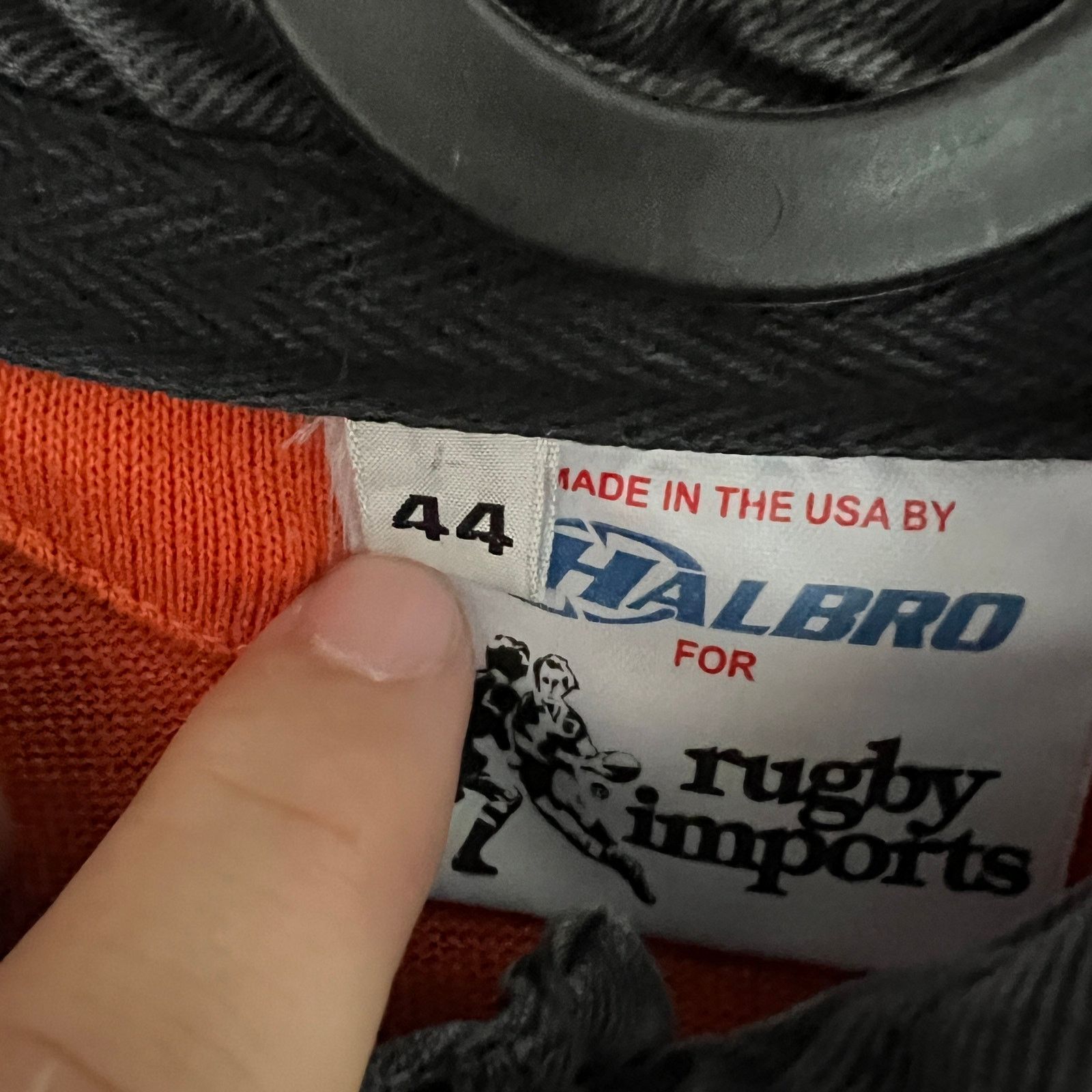 Vintage VTG Made USA Halbro Orange Black Rugby Shirt Size 44 21x28.5 Size US M / EU 48-50 / 2 - 4 Thumbnail