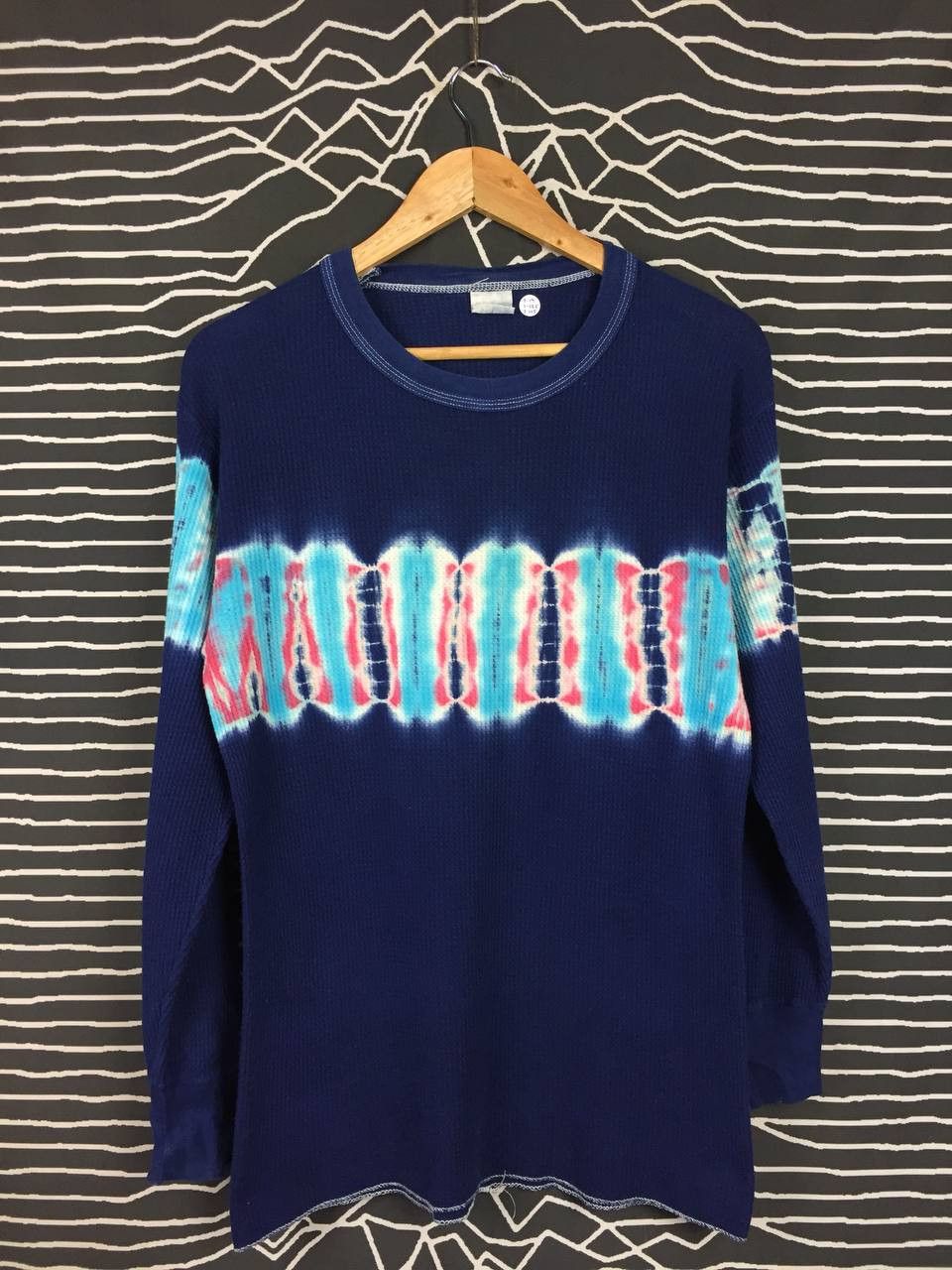 Vintage Vtg Waffle-Knit Crewneck Tie-Dye Longsleeve Tee Size US M / EU 48-50 / 2 - 2 Thumbnail