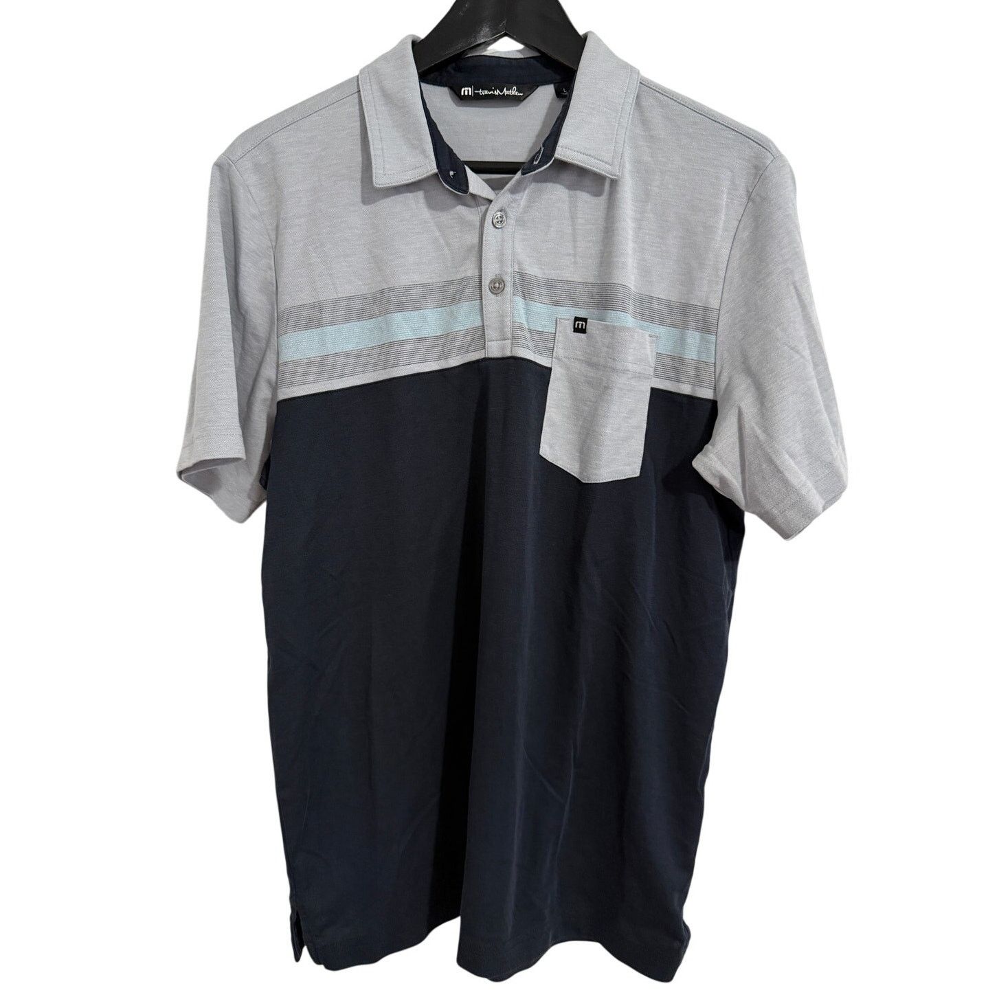 TravisMathew TravisMathew Gray and Blue Golf Polo Men's Size Large Size US L / EU 52-54 / 3 - 1 Thumbnail