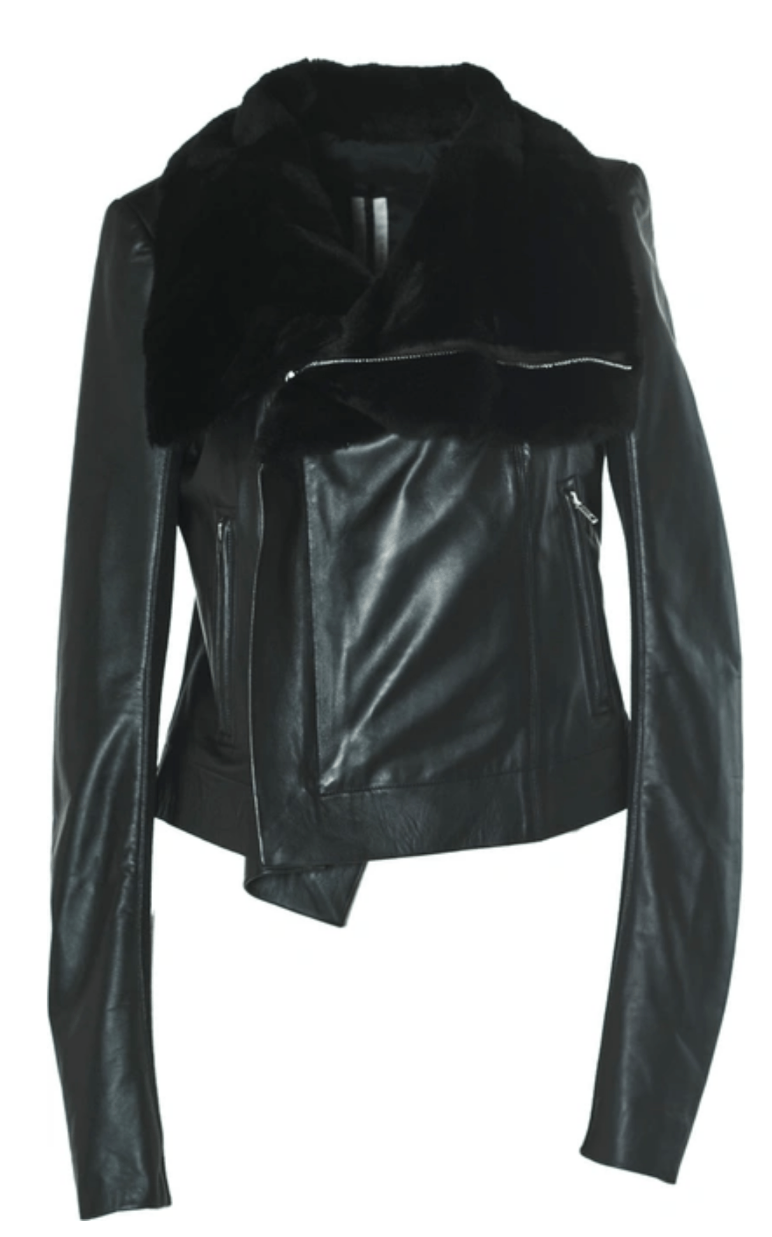 Rick Owens Rick Owens Black Lambskin&Fur Classic Biker Jacket IT38 Size XS / US 0-2 / IT 36-38 - 1 Thumbnail