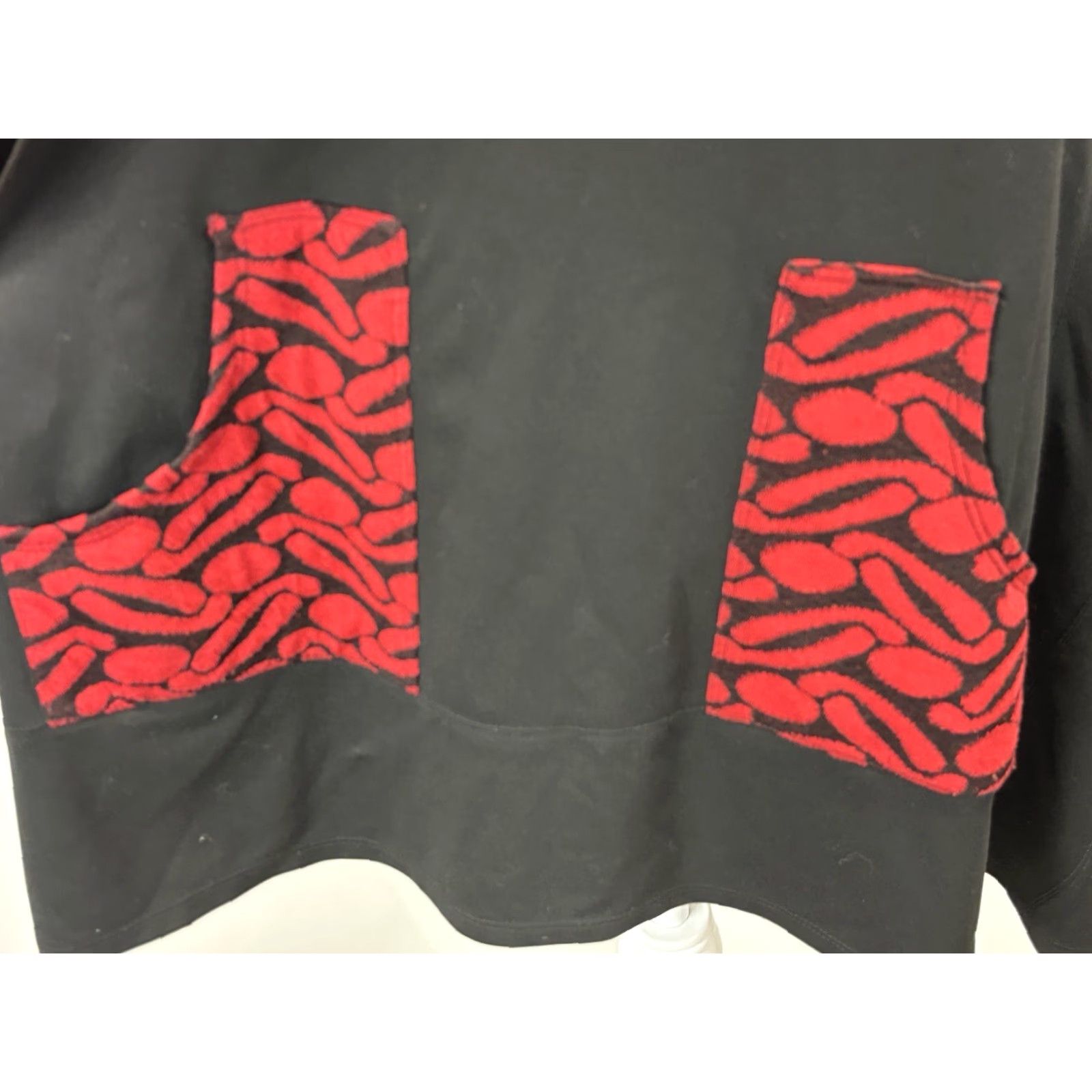 Vintage Ali Miles Shirt Women's Medium Black Red Long Sleeve Round Neck Pullover Casual Tunic Womens Size M / US 6-8 / IT 42-44 - 6 Thumbnail