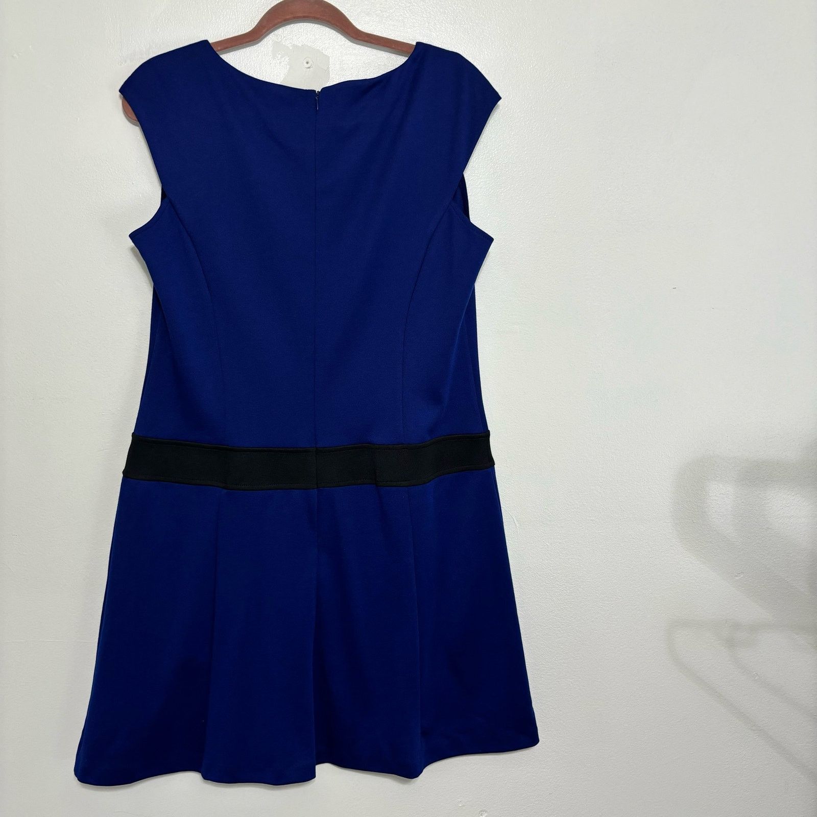 MAGGY LONDON Maggy London Blue A-Line Midi Dress Cap Sleeves Belted 14 Size XL / US 12-14 / IT 48-50 - 7 Thumbnail
