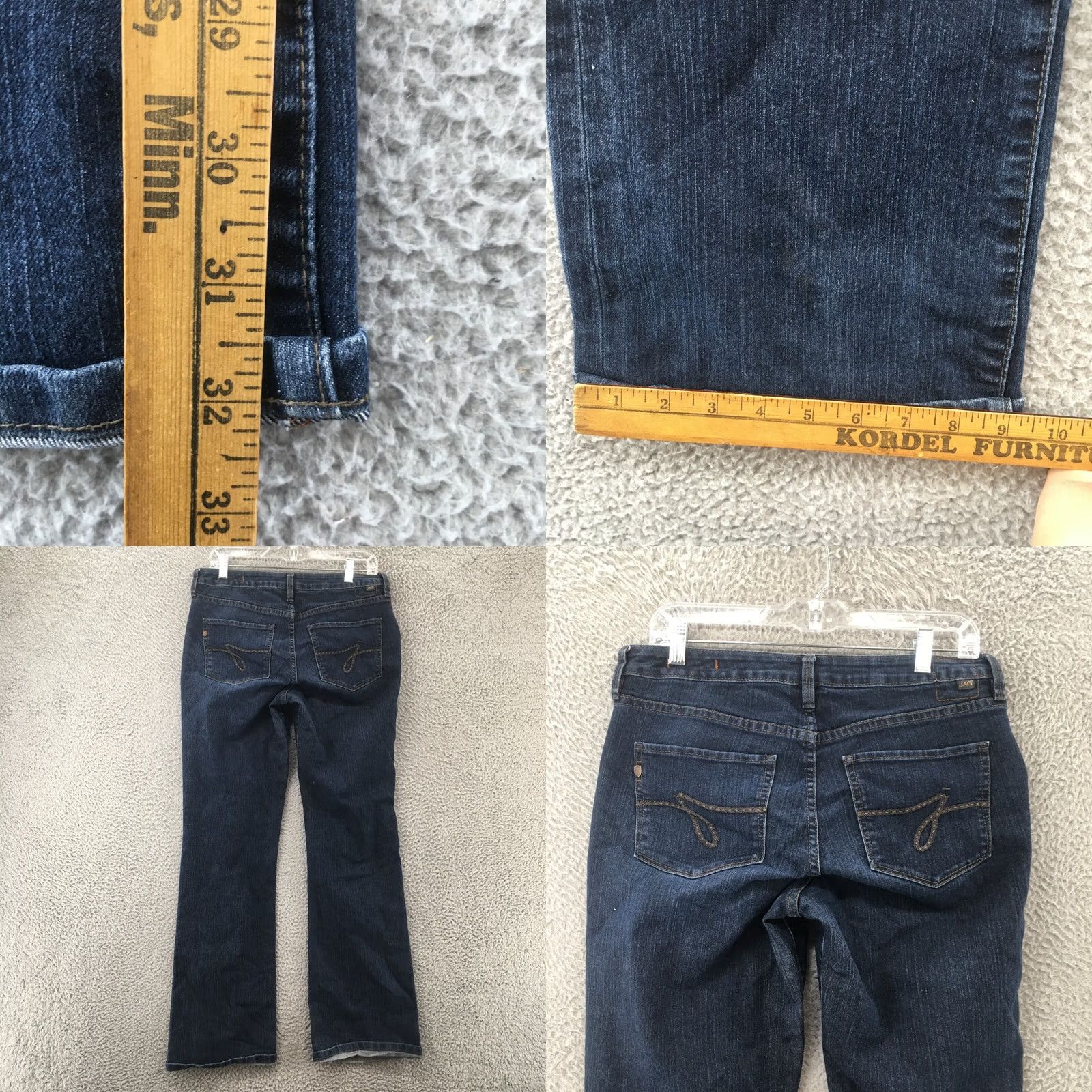AG Jeans Jag Jeans Low Rise Bootcut Jeans Womens 10 Blue Denim Dark Wash Zip Fly Cotton Blend Size 32" / US 10 / IT 46 - 8 Thumbnail
