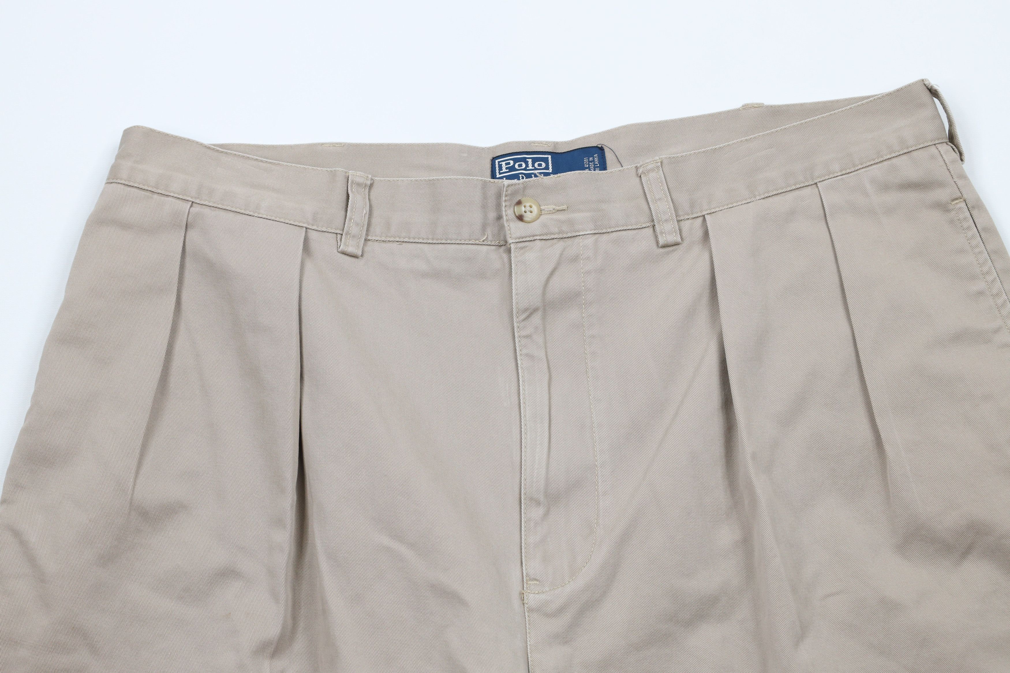 Ralph Lauren × Vintage Vintage 90s Ralph Lauren Above Knee Chino Shorts Beige Size US 38 / EU 54 - 2 Thumbnail