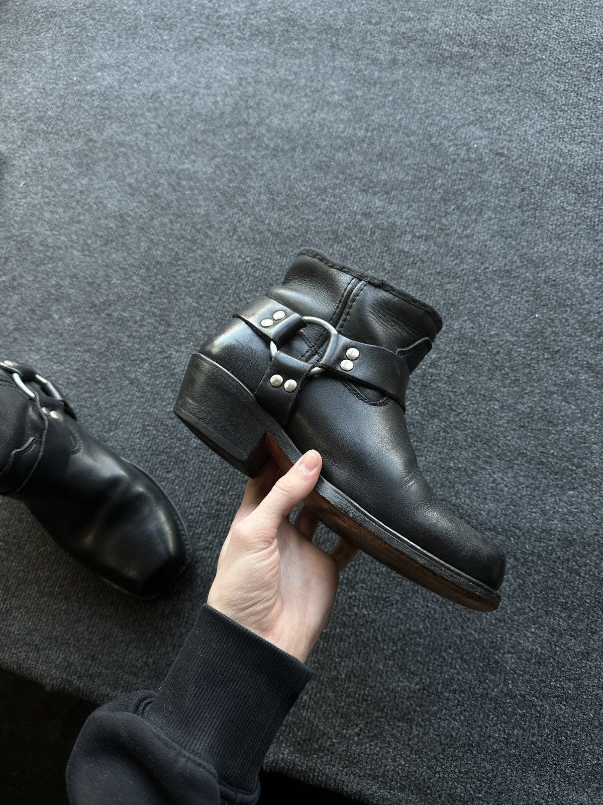 Leather WESTERN 🚨 LEATHER ANKLE METAL COWBOY BLACK BOOTS Size US 6.5 / EU 39-40 - 18 Thumbnail
