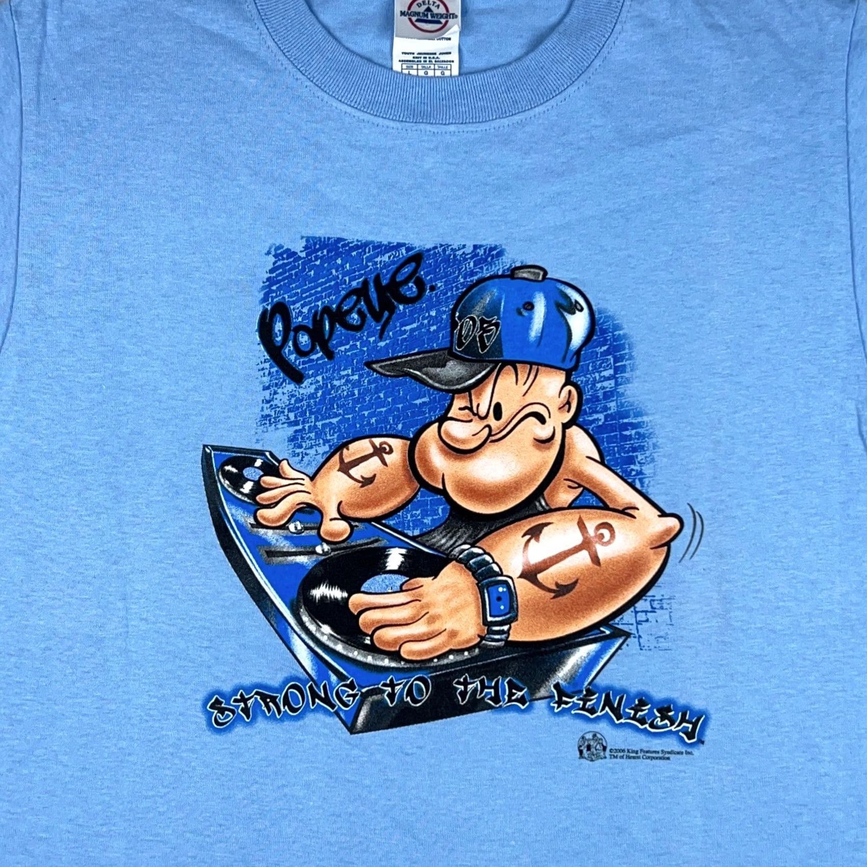 Delta NOS vintage POPEYE STRONG TO THE FINISH T-Shirt SMALL blue 80s 80s T-Shirt Men XS Regular Short Sleeve Cotton Delta Bulls-eye Shirts Mens Size US S / EU 44-46 / 1 - 5 Thumbnail