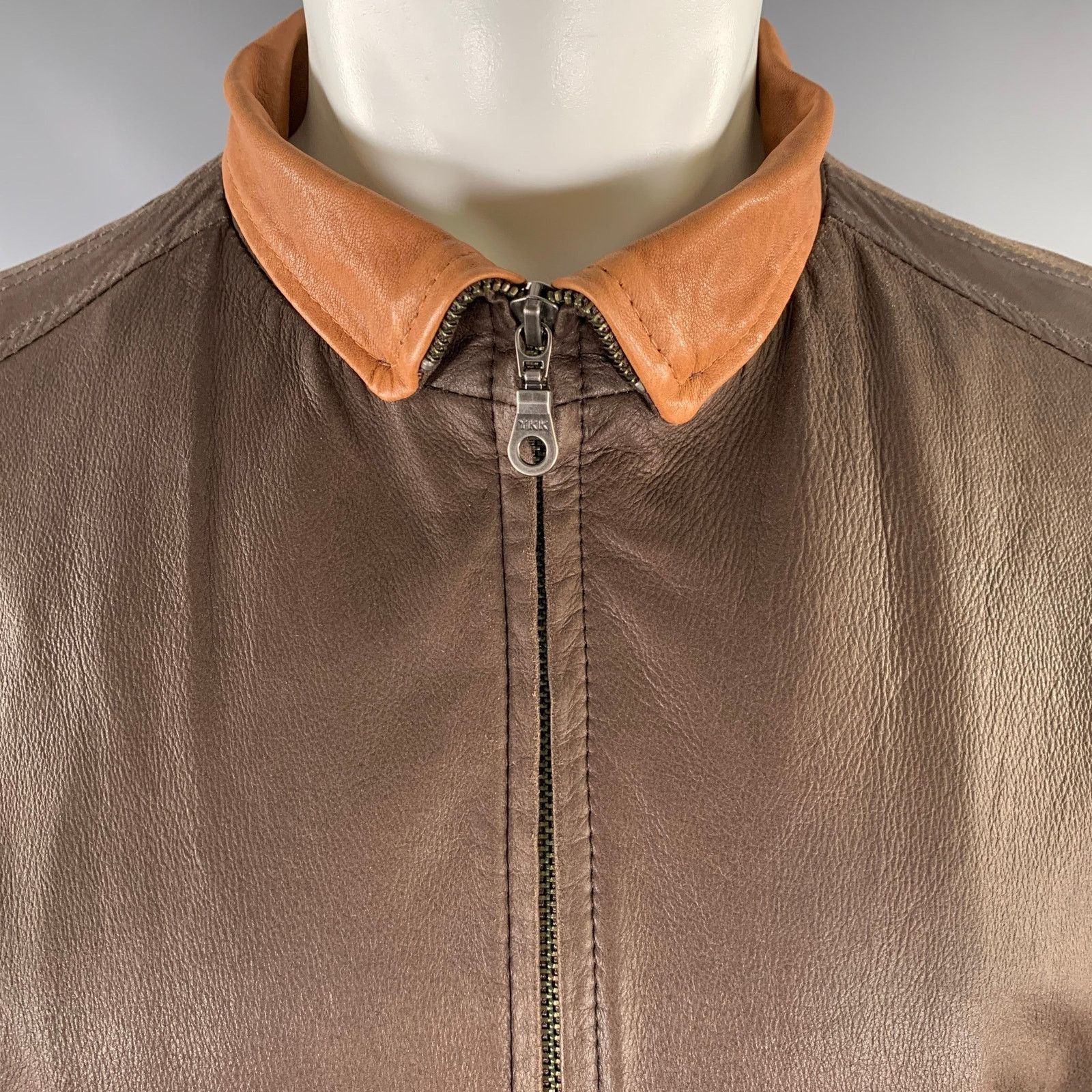 Johnston & Murphy JOHNSTON & MURPHY Size S Brown Tan Leather Zip Up Jacket Size US S / EU 44-46 / 1 - 2 Thumbnail