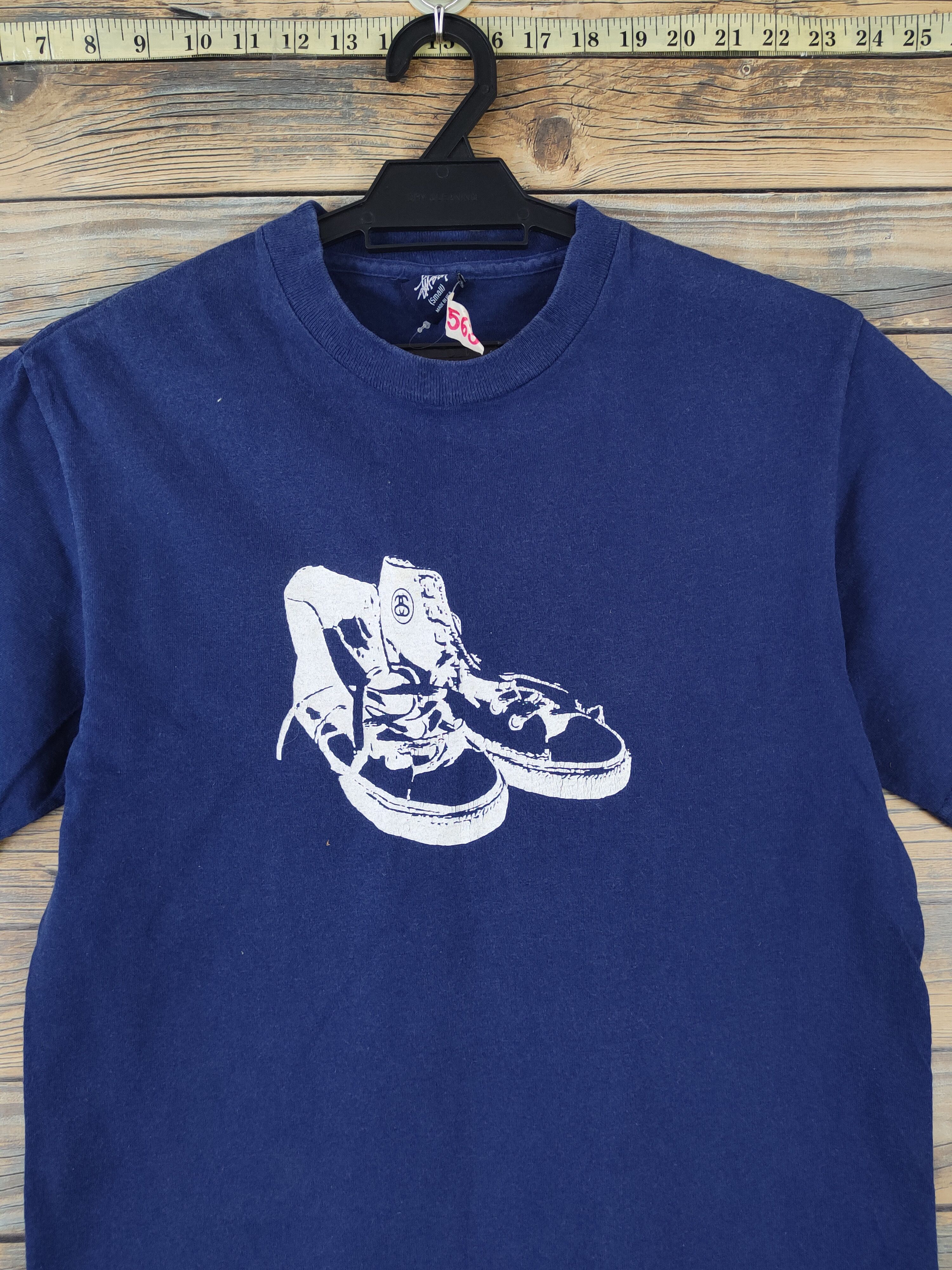 Stussy DL Stussy Blue pair shoe Short Sleeve T-shirt #563 Size US S / EU 44-46 / 1 - 2 Thumbnail