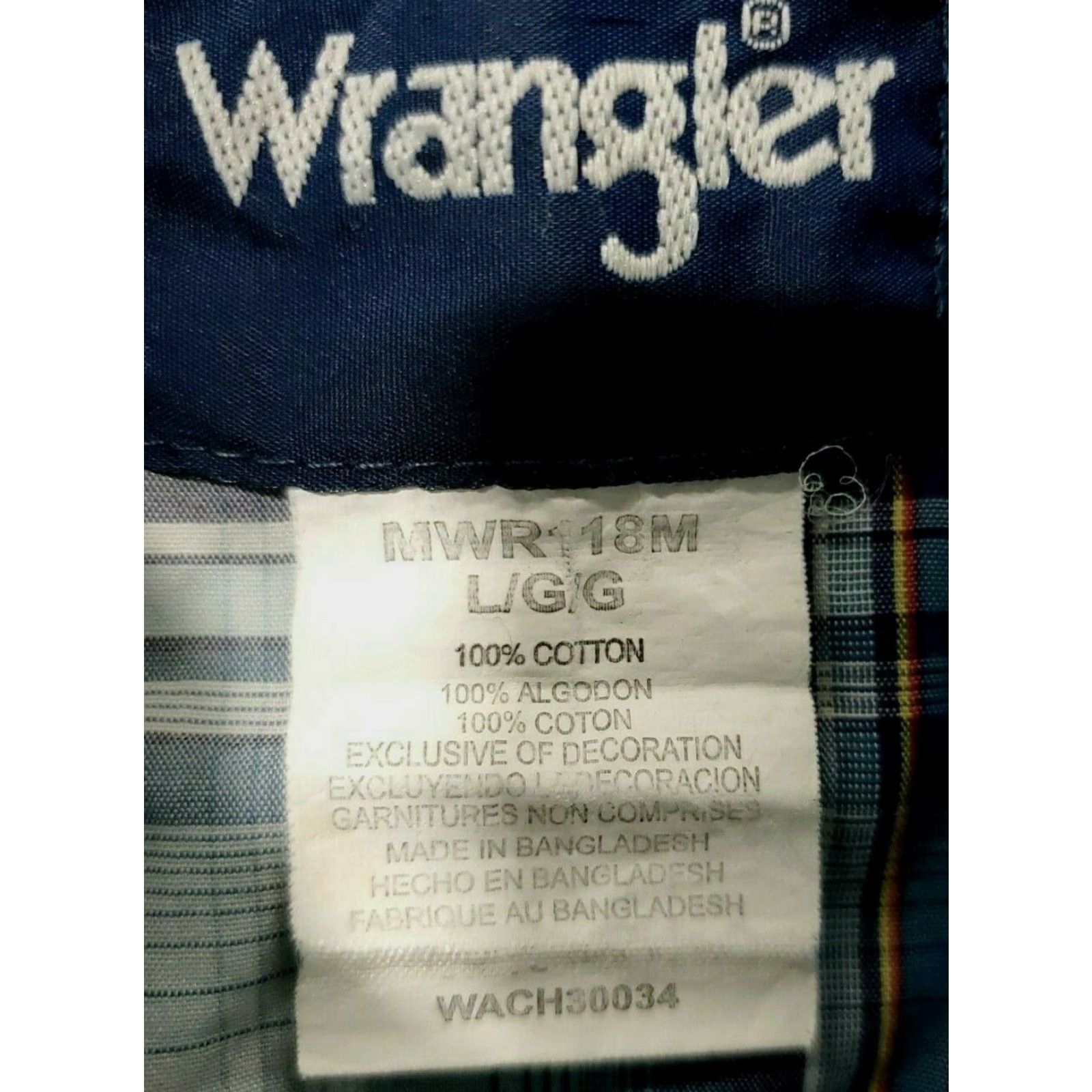 Wrangler VINTAGE WRANGLER WACH30034 Mens Size L Blue Plaid Pearl Snap Western Long Sleeve Shirt Size US L / EU 52-54 / 3 - 7 Thumbnail