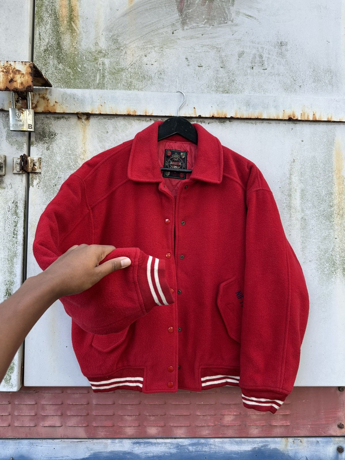 Vintage 👹Vintage Nifty Sports Embroidery Wool Bomber Jacket Size US M / EU 48-50 / 2 - 12 Thumbnail