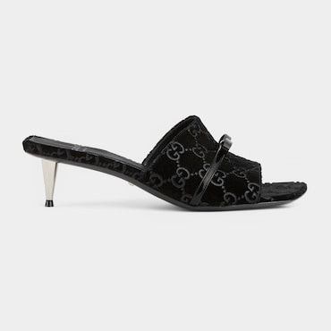 Gucci GG Jacquard Bow Slide Sandals SIZE 37.5