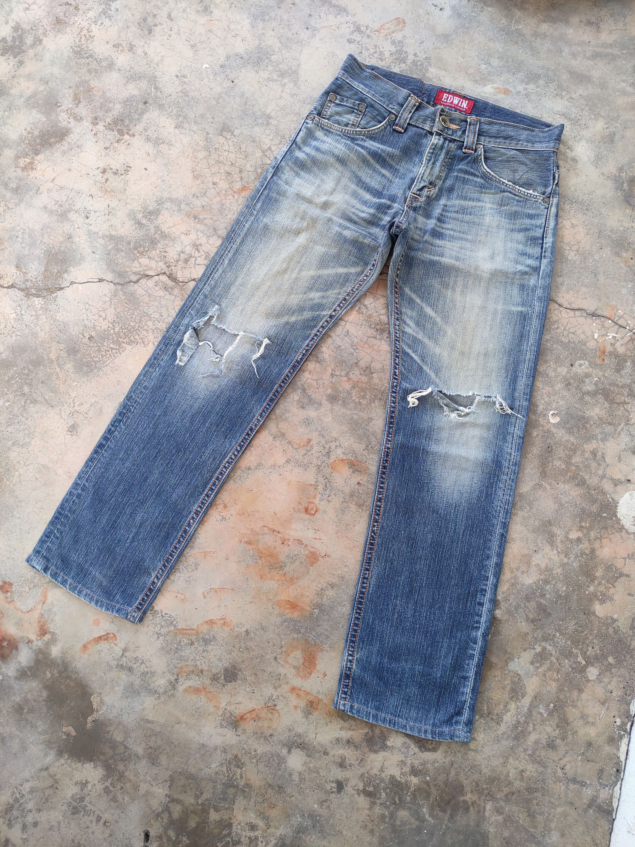 Edwin # VINTAGE DISTRESSED EDWIN FADED BLUE JEANS PANTS Size US 32 / EU 48 - 1 Thumbnail