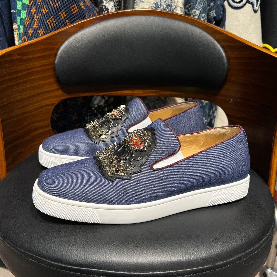 Christian Louboutin Christian Louboutin Denim Red Lowtop Sneakers 40 Men Size US 7.5 / EU 40-41 - 1 Thumbnail