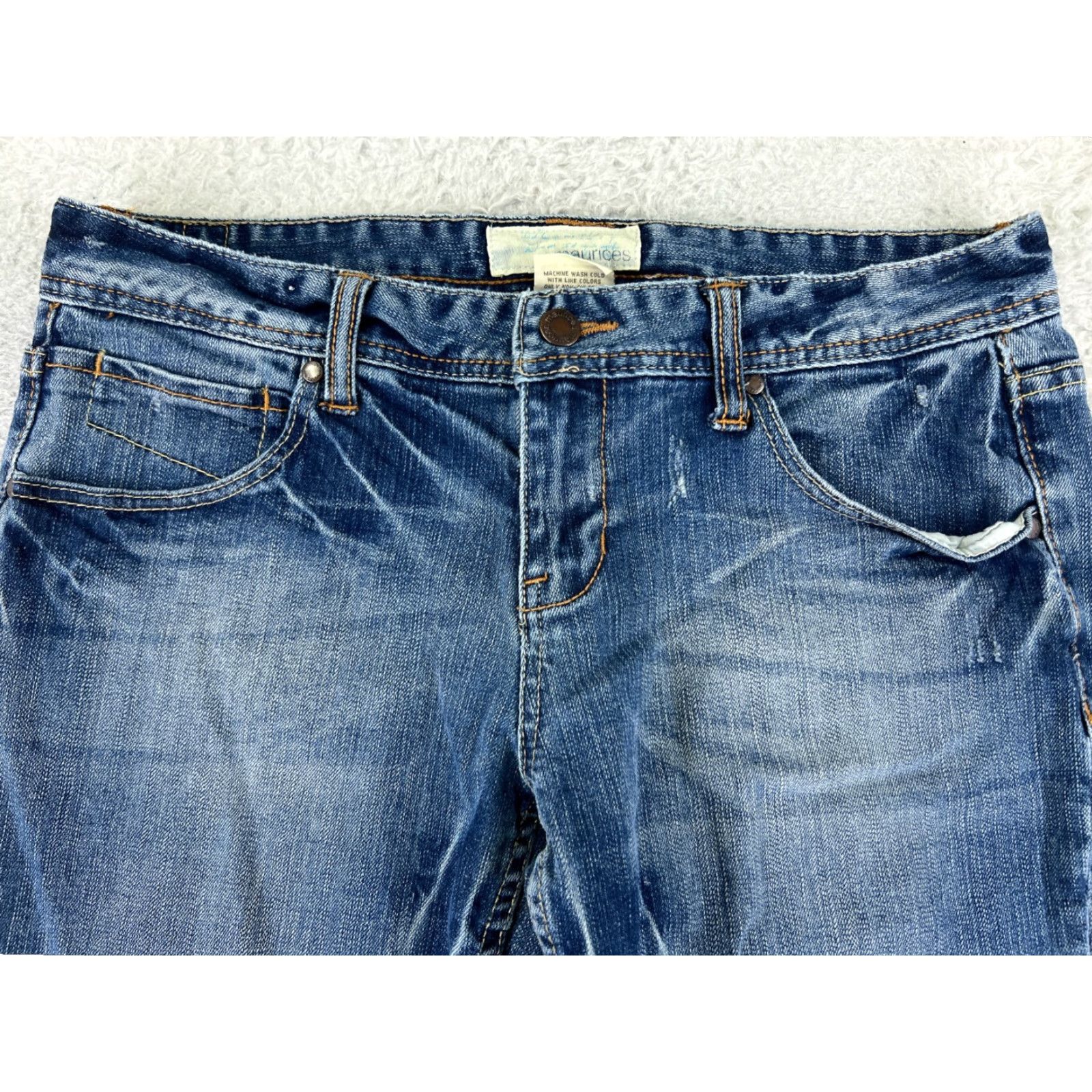 Vintage Maurices Womens Jeans Bootcut Denim Blue 7 Regular 5-Pocket Embroidered Western Cotton Blend Stretch Vintage No Size 28" / US 6 / IT 42 - 4 Thumbnail