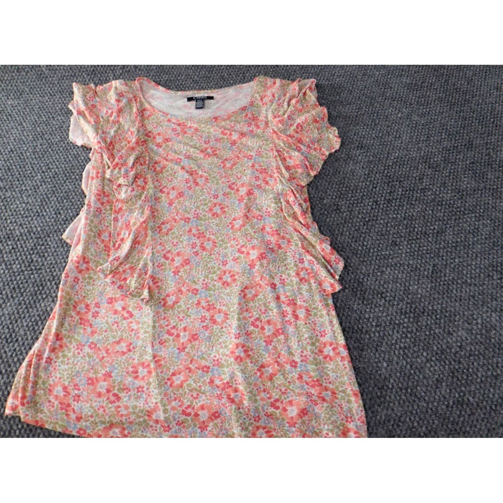 Chaps Chaps Blouse Womens S Pink Floral Knit Cotton Casual Sleeveless Crew Neck Pullover Button Regular Size S / US 4 / IT 40 - 3 Thumbnail