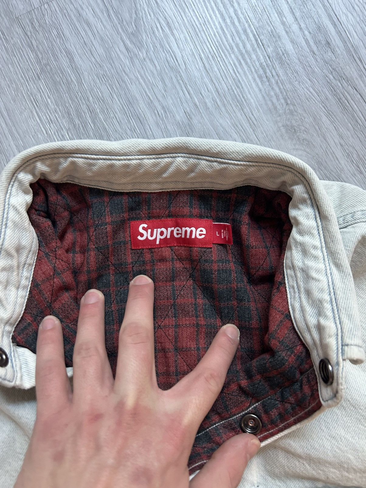 Supreme Supreme Quilted Lined Denim Snap Shirt Size US L / EU 52-54 / 3 - 3 Thumbnail