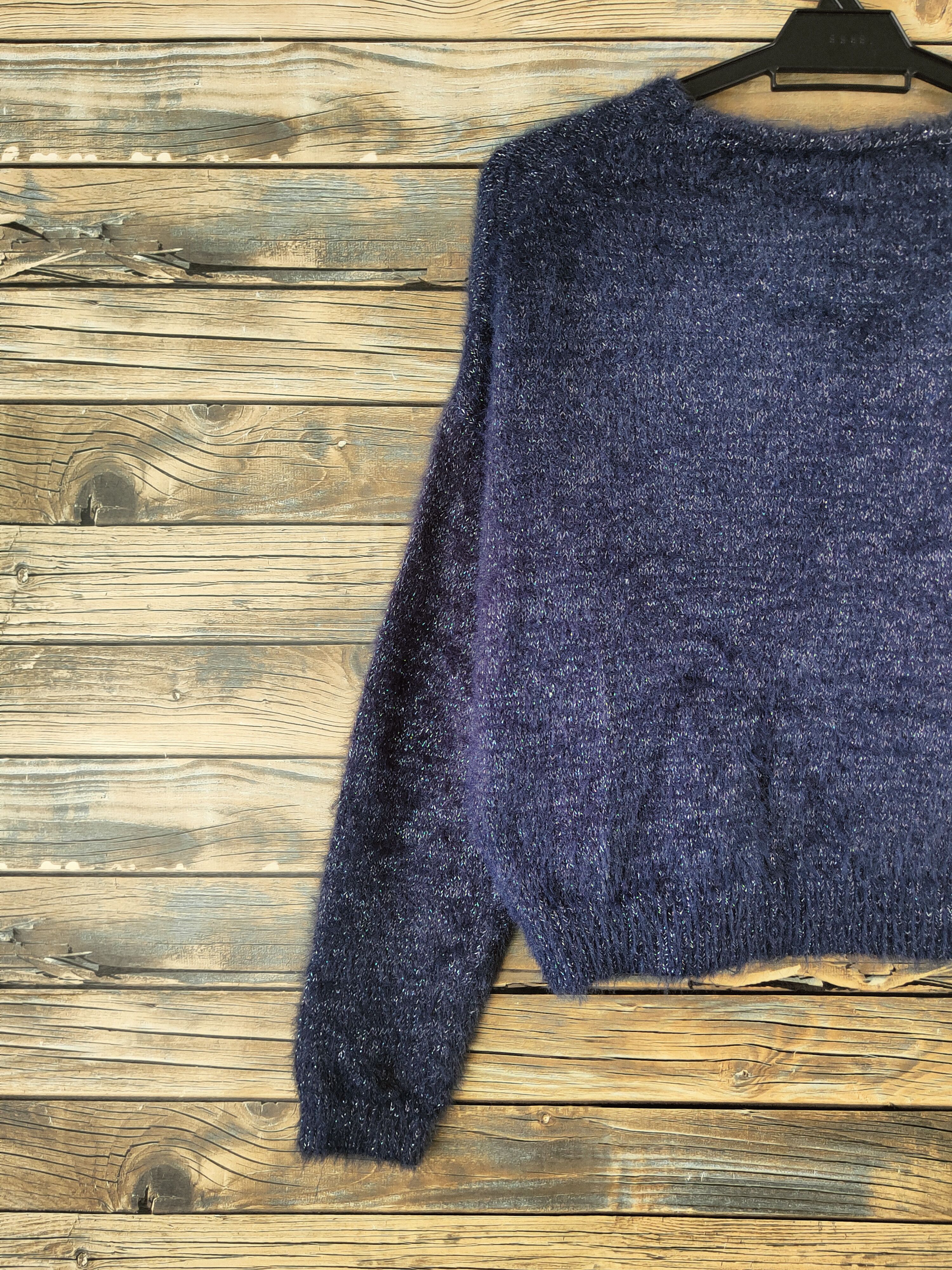 Japanese Brand DL Myu Dark Blue Fur Mohair Knitwear #46-995 Size US M / EU 48-50 / 2 - 8 Thumbnail