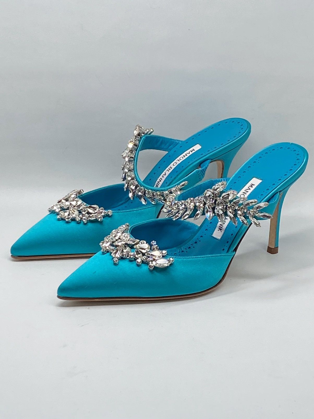 Manolo Blahnik Manolo Blahnik Lurum 90 Embellished Satin Mules size 37 Size US 7 / IT 37 - 1 Thumbnail