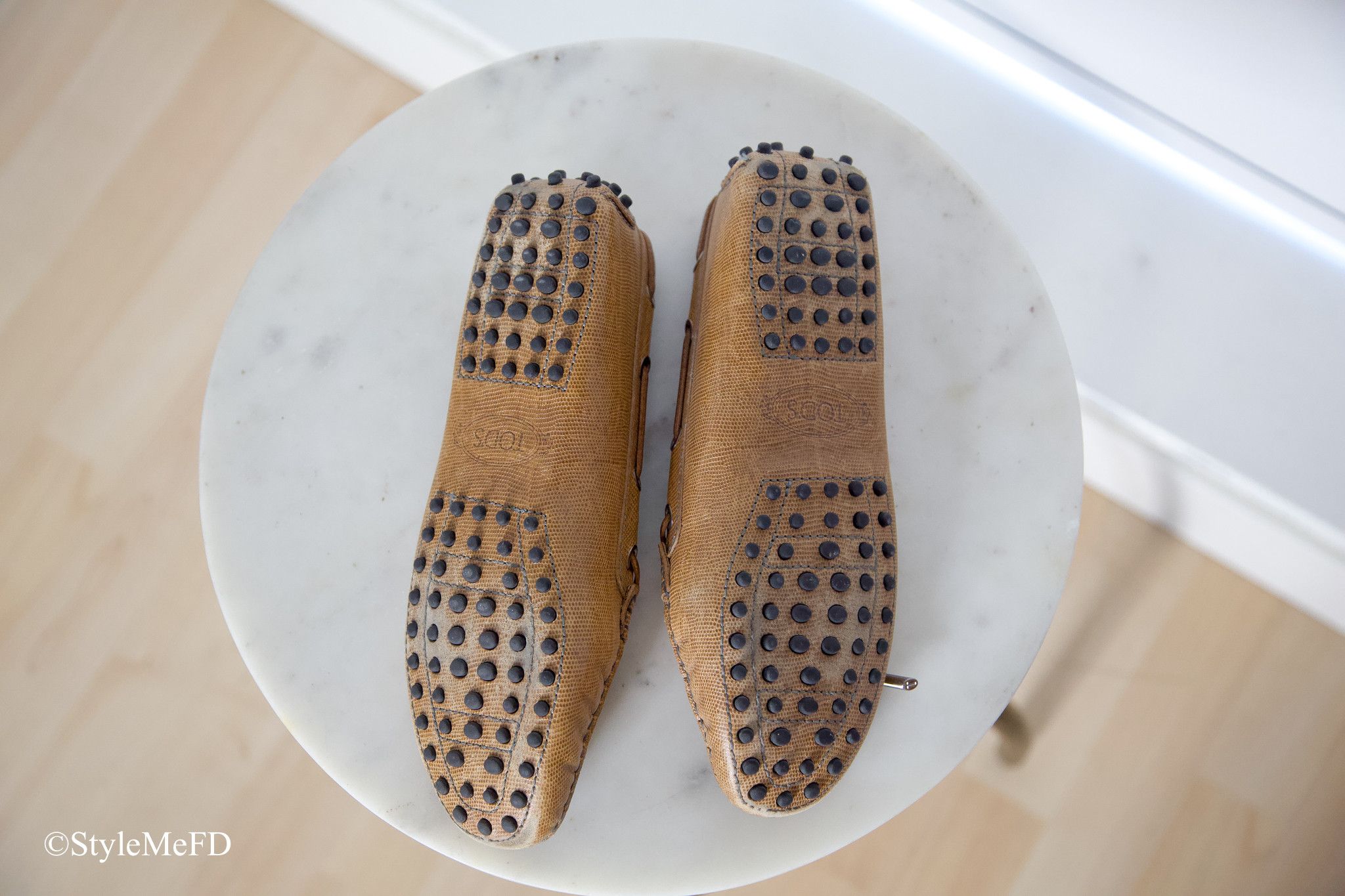 Tod's Tod's Beige Embossed Leather "Gommino Driving" Shoes Size US 8 / IT 38 - 5 Thumbnail