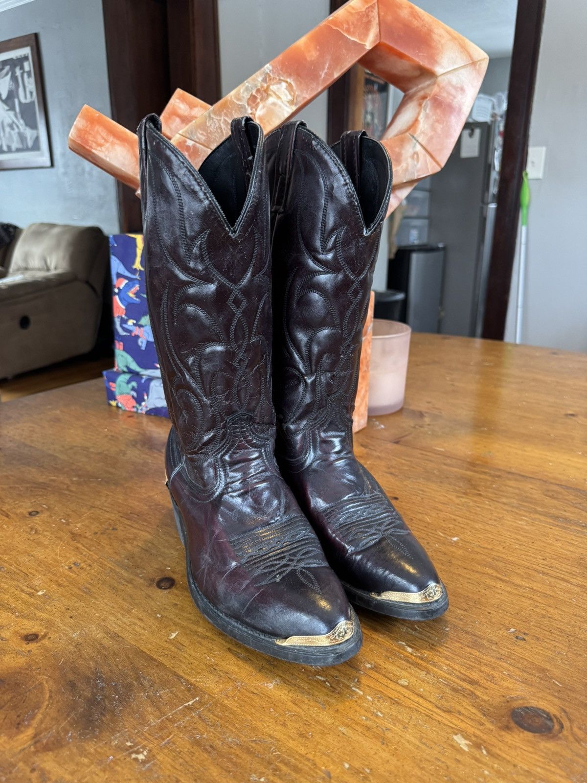 Vintage Vintage Dark Red Cowboy Boots W/ Gold Metal Accents Size US 8 / EU 41 - 5 Thumbnail