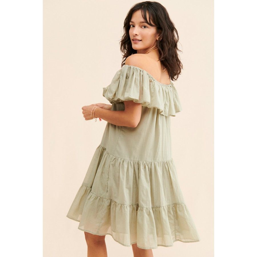 Anthropologie New Erika Pena Off-The-Shoulder Tiered Mini Dress $210 XS/S Size XS / US 0-2 / IT 36-38 - 3 Thumbnail