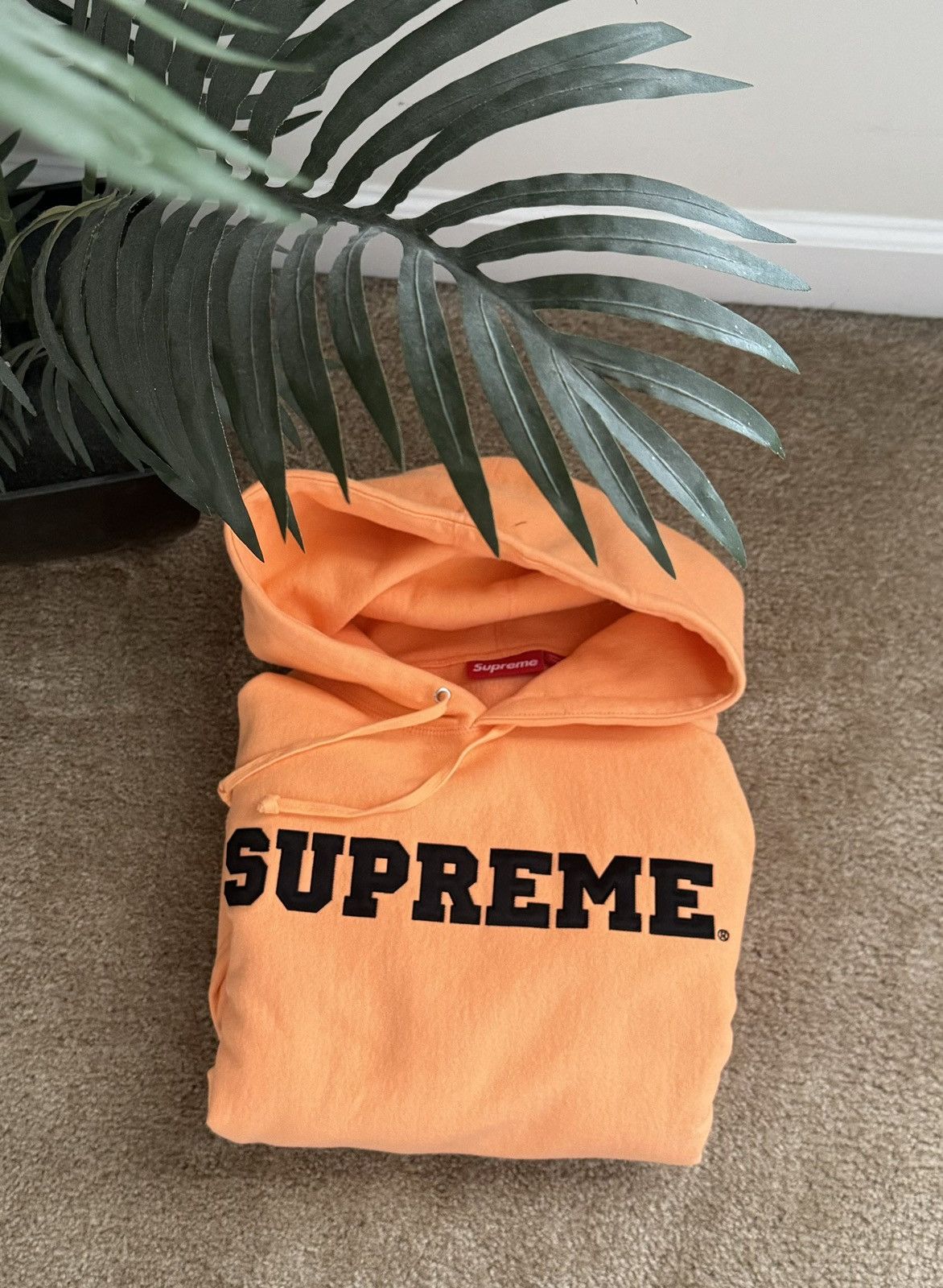 image of New Supreme Orange Hoodie - Sz. M - Authentic, Men's (Size Medium)