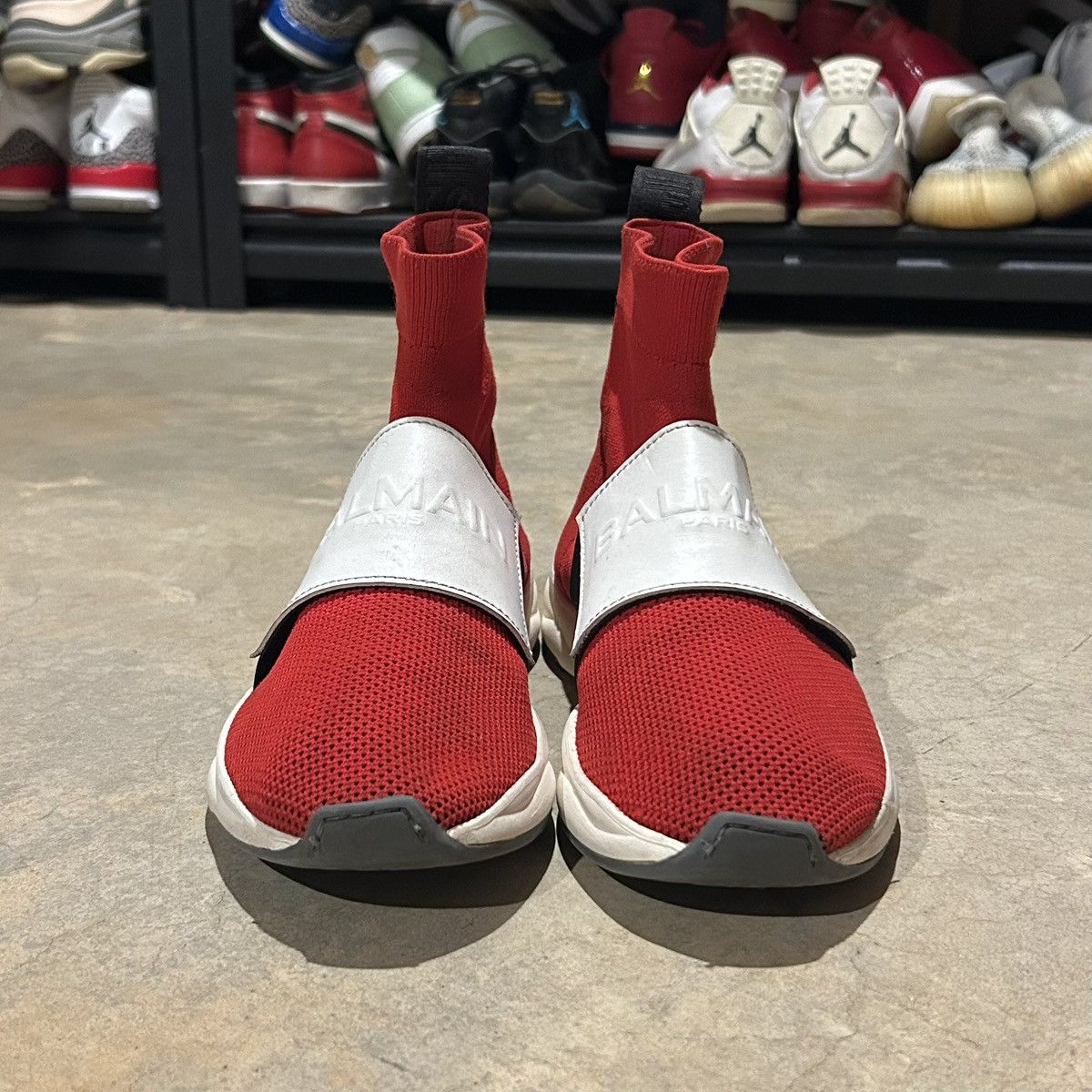 Balmain × Designer Balmain Cameron Stretch Knit Sock Runner Sneaker Red US 7 Size US 7 / EU 40 - 5 Thumbnail