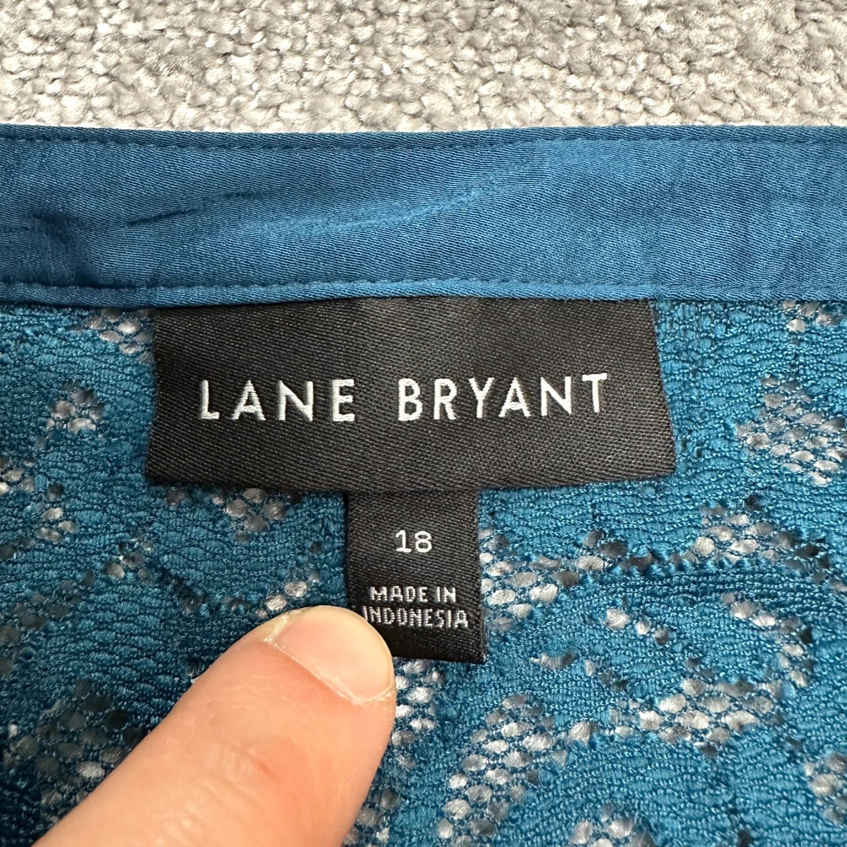 Vintage Lane Bryant Blouse Tunic Womens 18 Teal Blue Lace Long Sleeve Tie Front Casual Shirt Size XXL / US 16-18 / IT 52-54 - 4 Thumbnail