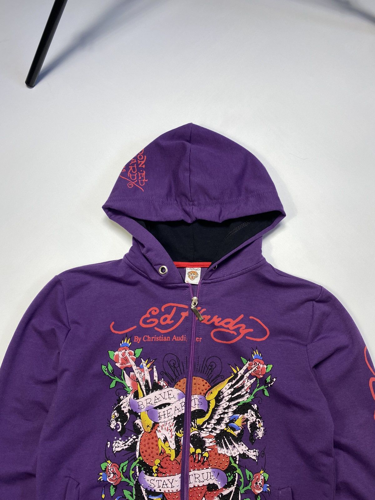 Ed Hardy Vintage Ed hardy Y2K big logo rhinestones zip hoodie Size L / US 10 / IT 46 - 4 Thumbnail