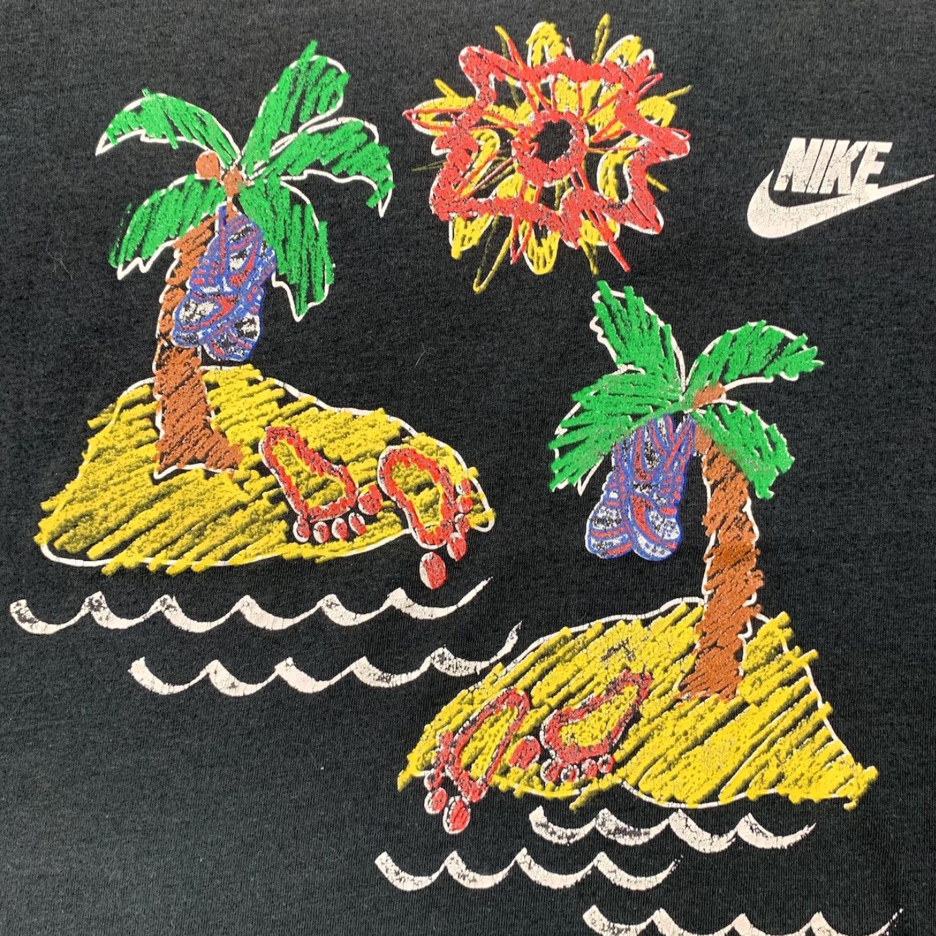 Nike Nike Vintage Men's T-Shirt Black Palm Tree Beach Sandals Summer 80s 90s Graphics Size US M / EU 48-50 / 2 - 2 Thumbnail