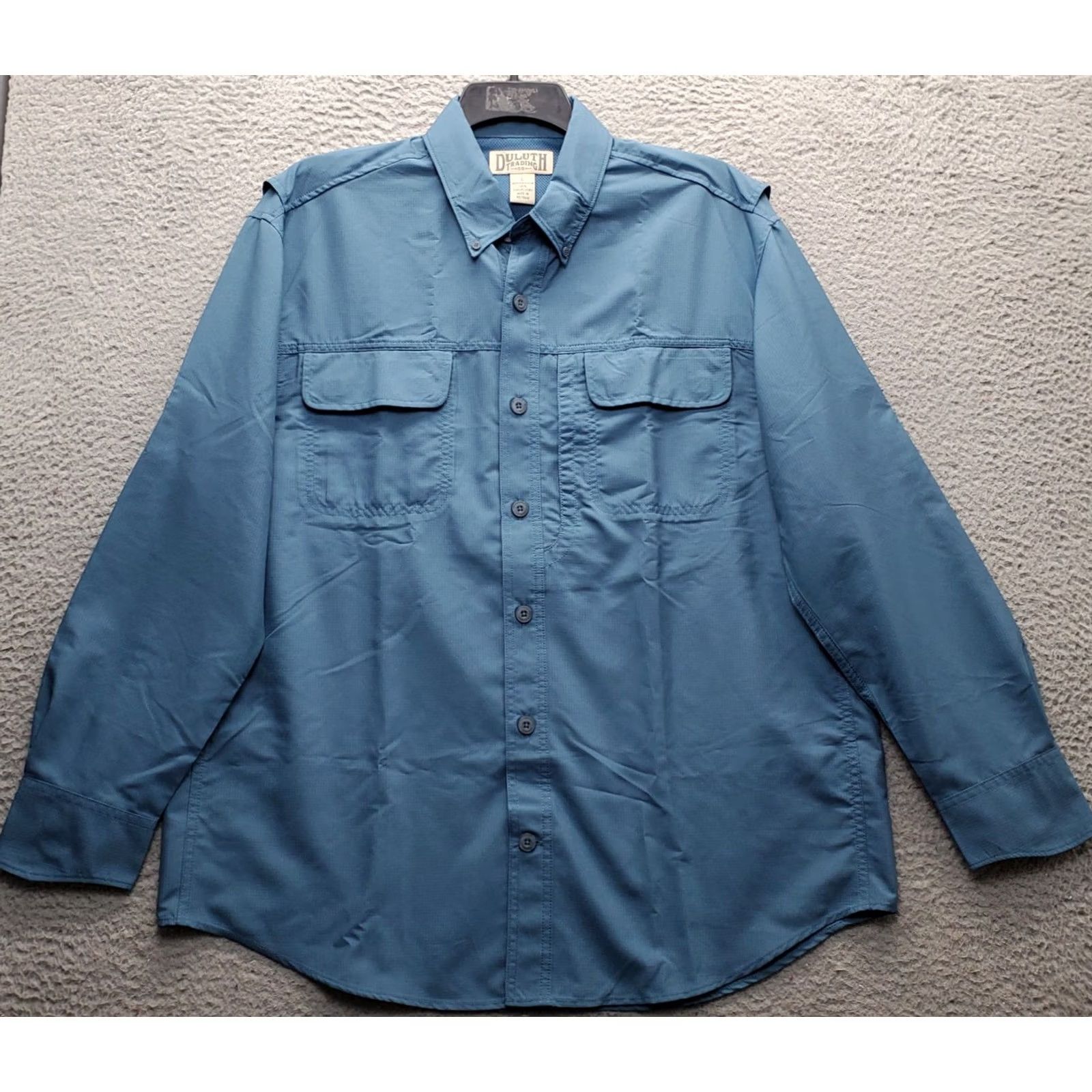 Vintage Duluth Mens Button-Up Hiking Fishing Shirt L Blue Lightweight Vent Breathable Pockets 100% Polyester Regular Size L Mens Size US L / EU 52-54 / 3 - 2 Thumbnail