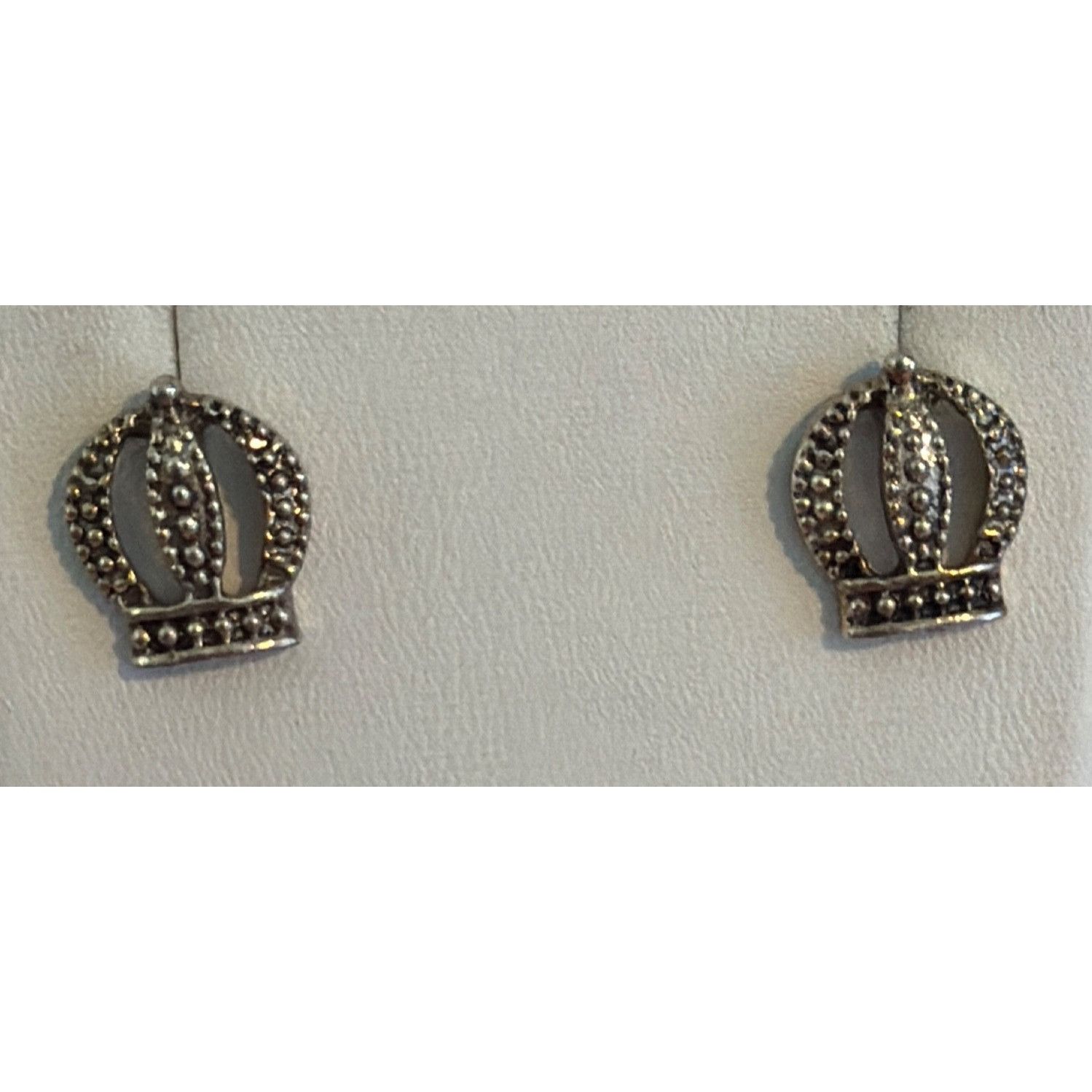 Other Vintage Silver Tone Crown Stud Earrings Open Work Textured . Size ONE SIZE - 1 Thumbnail