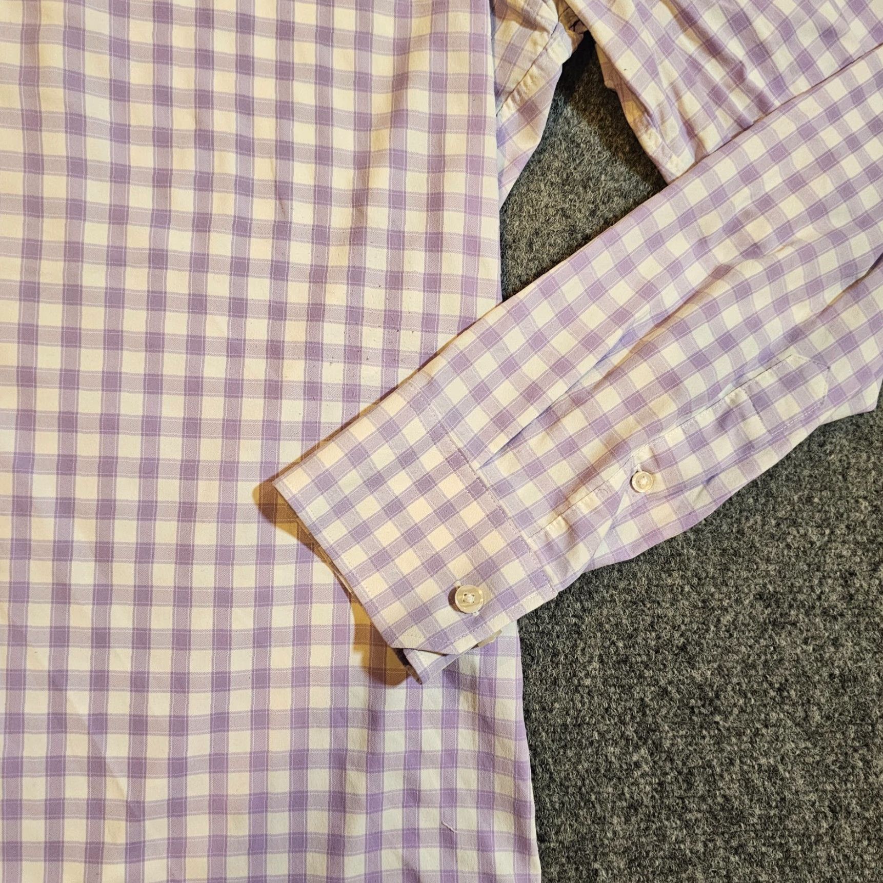 Bonobos Bonobos Shirt Mens Large Purple White Gingham Plaid Slim Button-Front Career Dress Shirt Size US L / EU 52-54 / 3 - 4 Thumbnail
