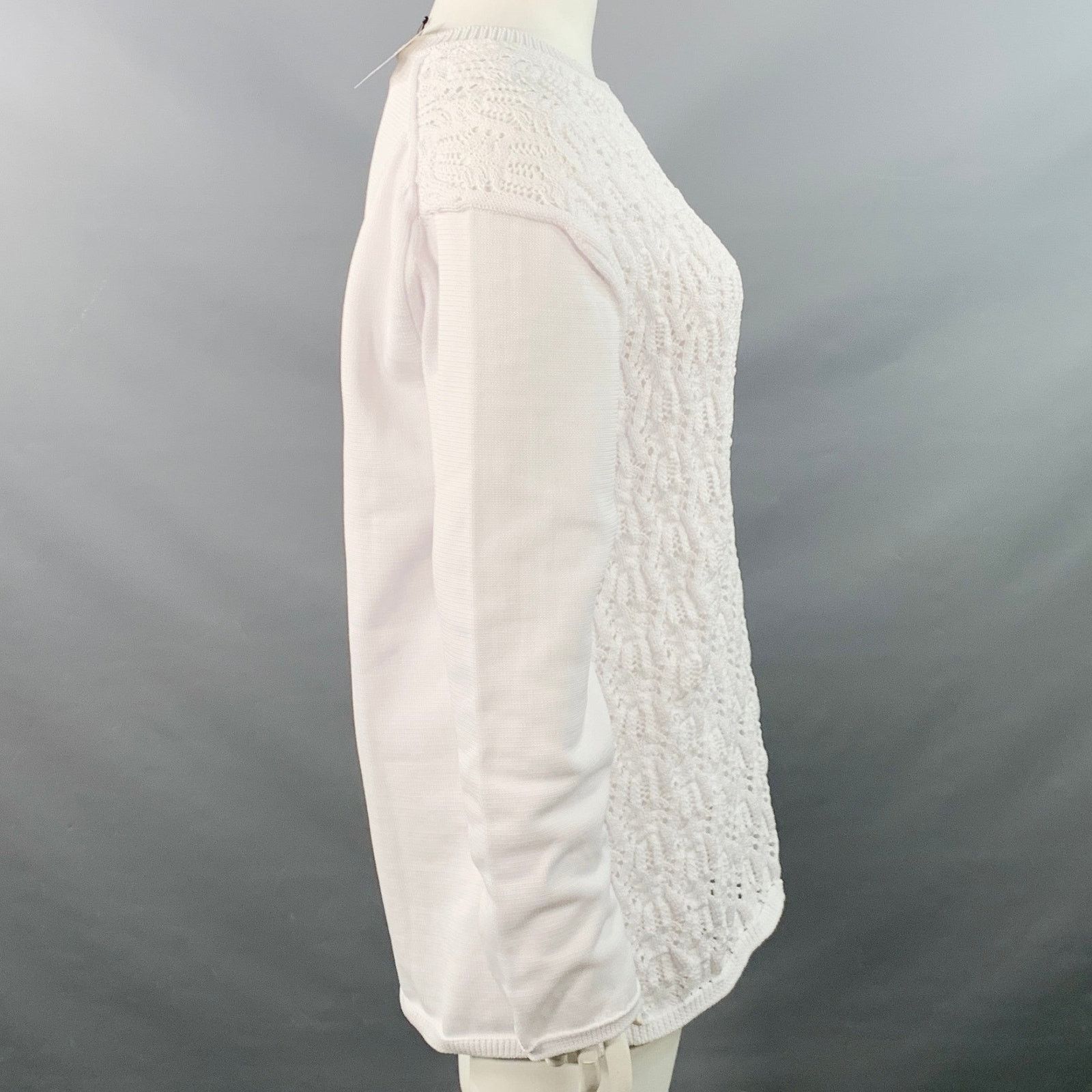 Comme des Garcons 2022 Size L White Cable Knit Polyester Crew Neck Sweater Size L / US 10 / IT 46 - 3 Thumbnail