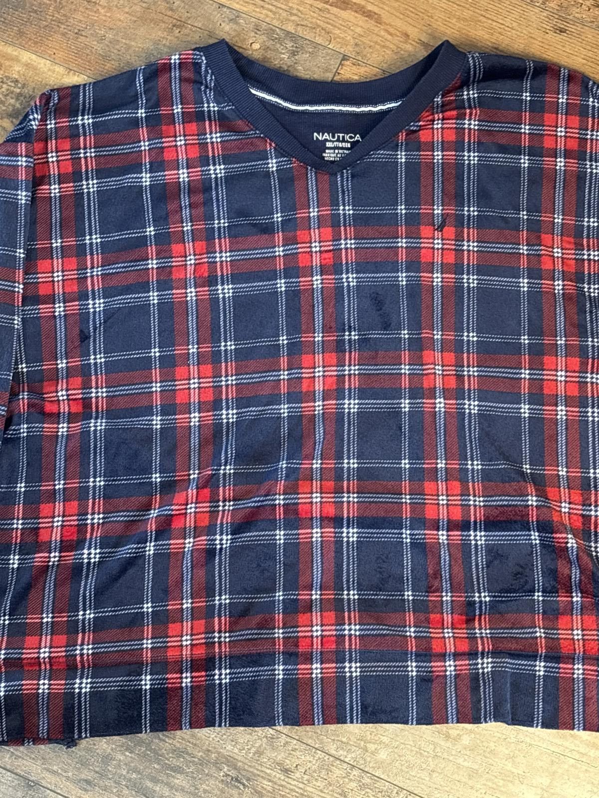 Nautica Nautica Men's XXL Red and Navy Plaid Pajama Set Size ONE SIZE - 2 Thumbnail