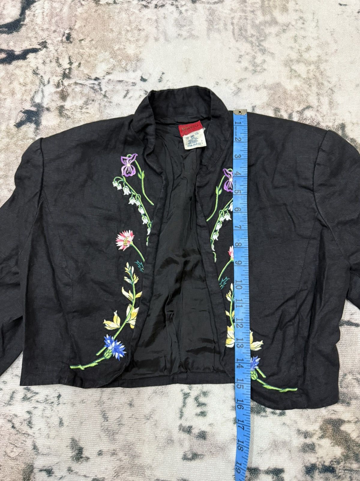 Japanese Brand × Kenzo × Vintage Vintage Kenzo Black Linen Embroidered Floral Boho Short Open Size XS / US 0-2 / IT 36-38 - 12 Thumbnail